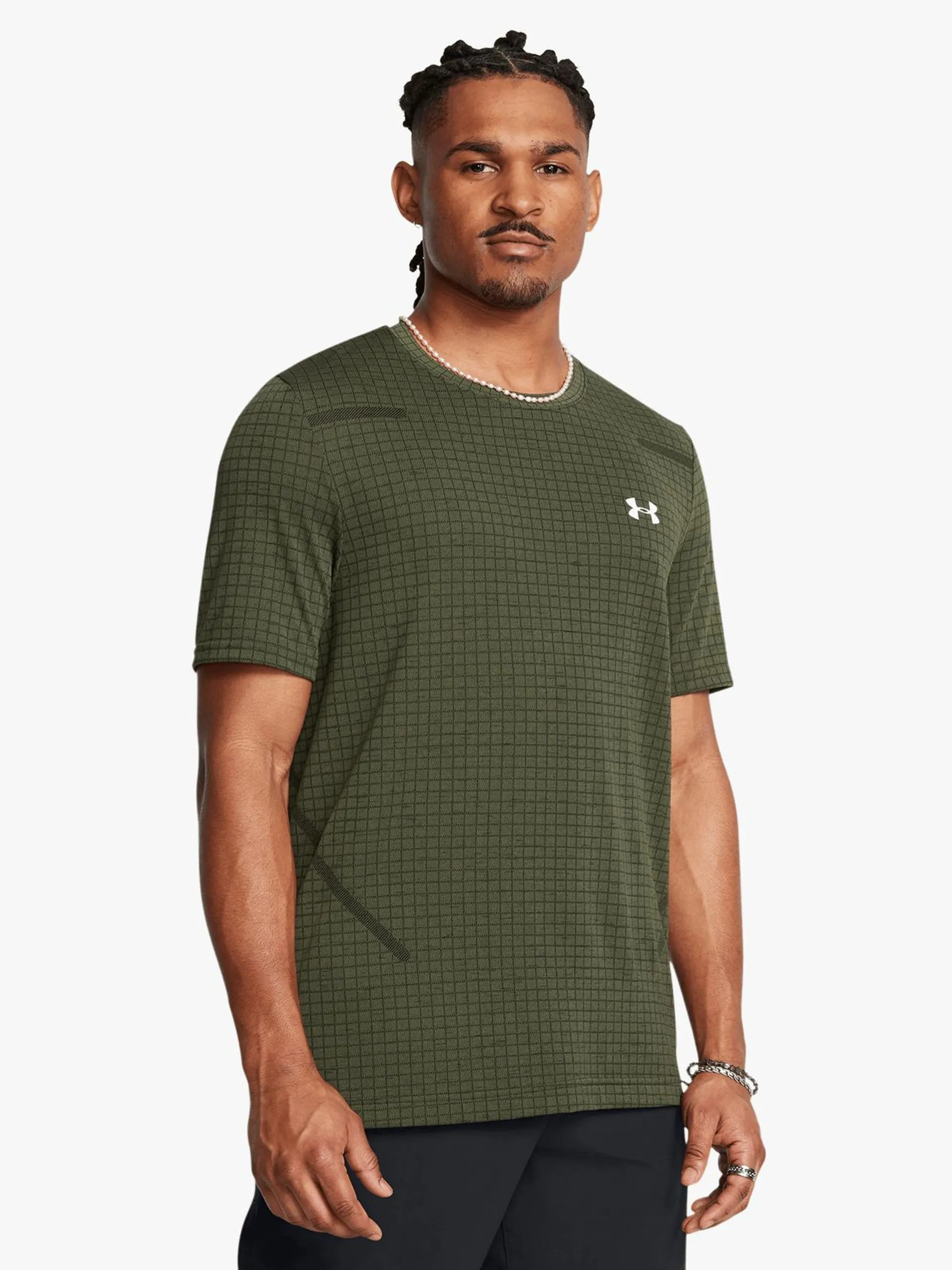 Mens Under Armour Vanish Seamless Grid Khaki Tee