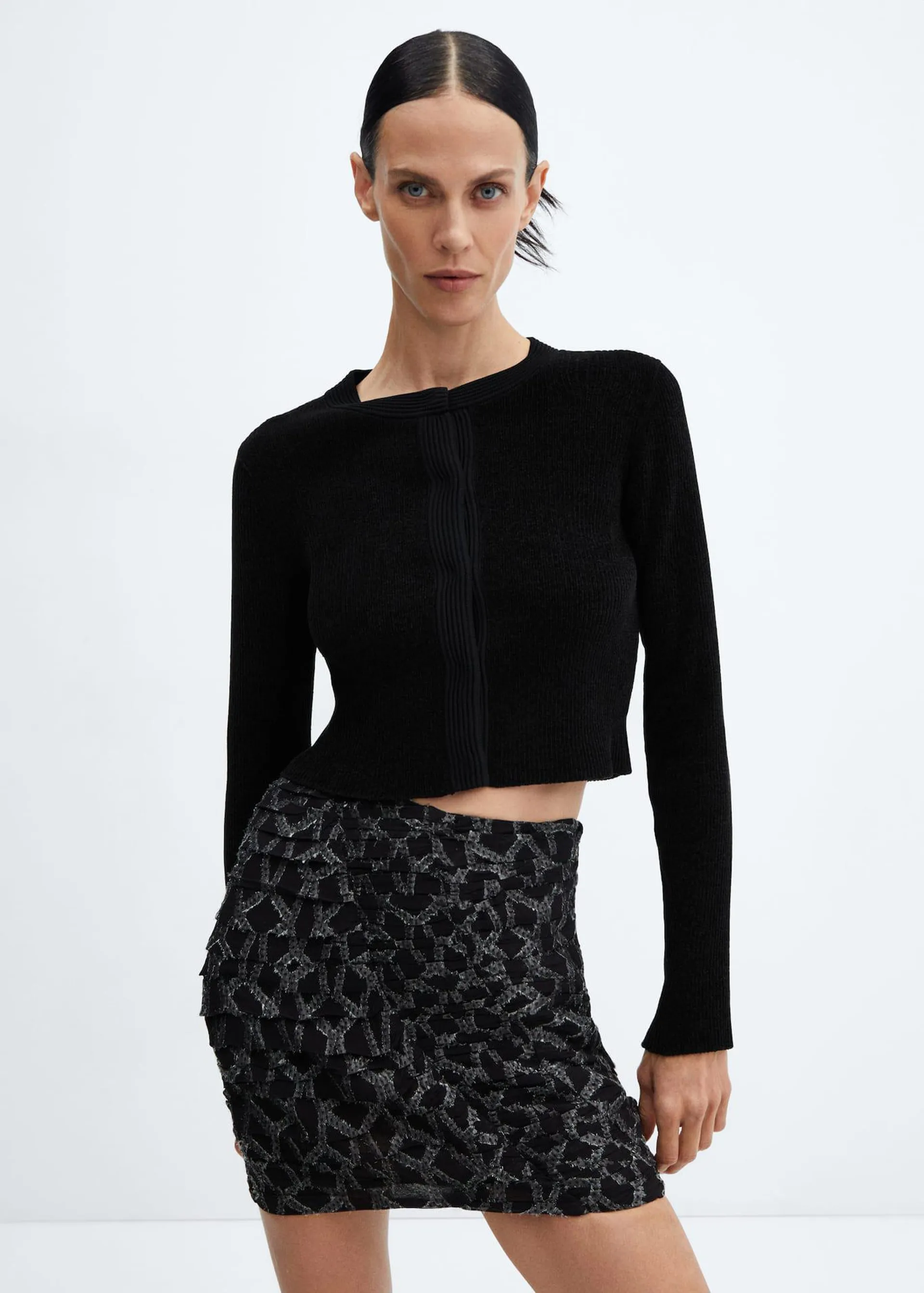 Ruched lurex skirt