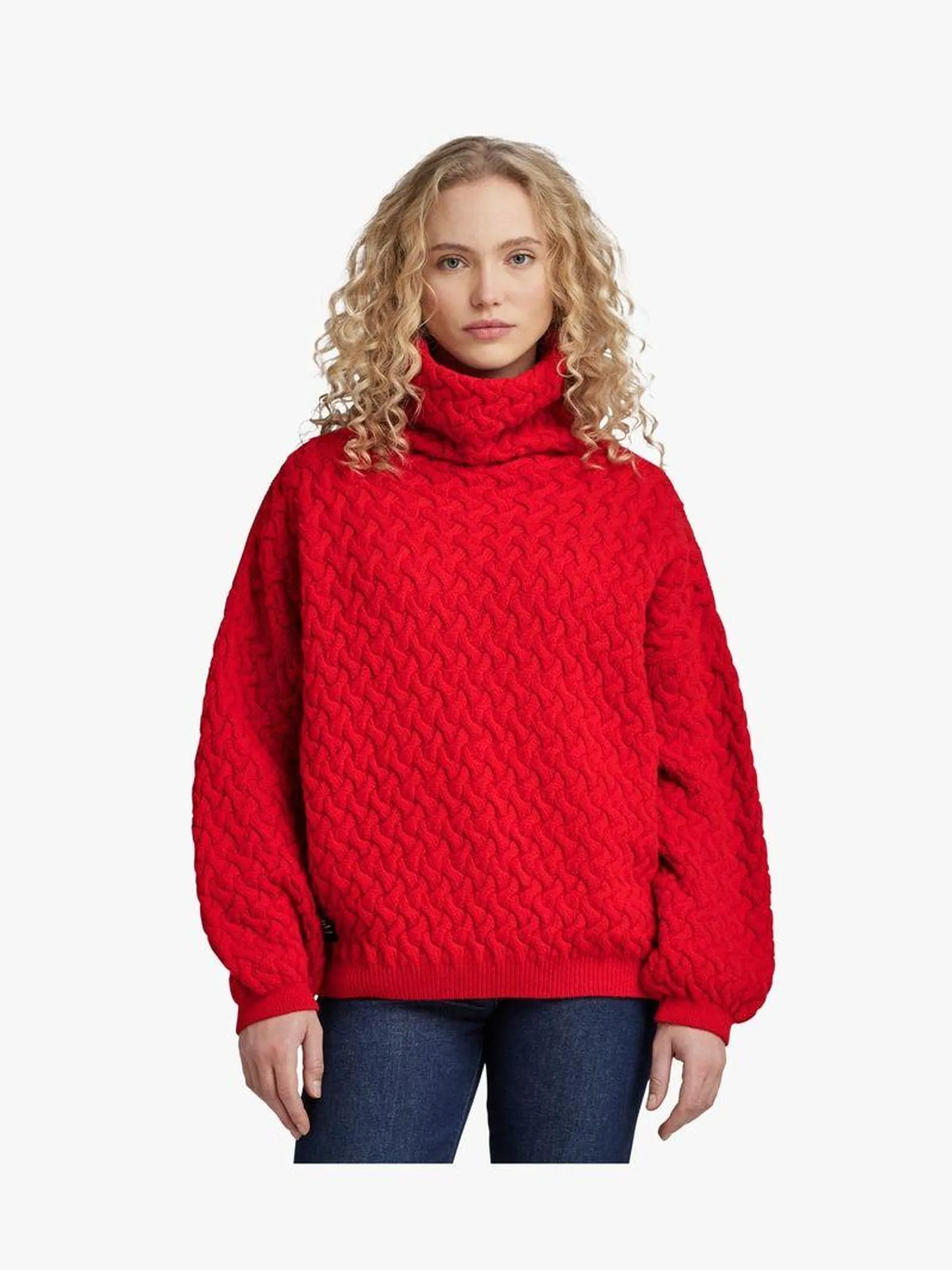 G-Star Women's Chunky Loose Turtle Knitted Red Jersey