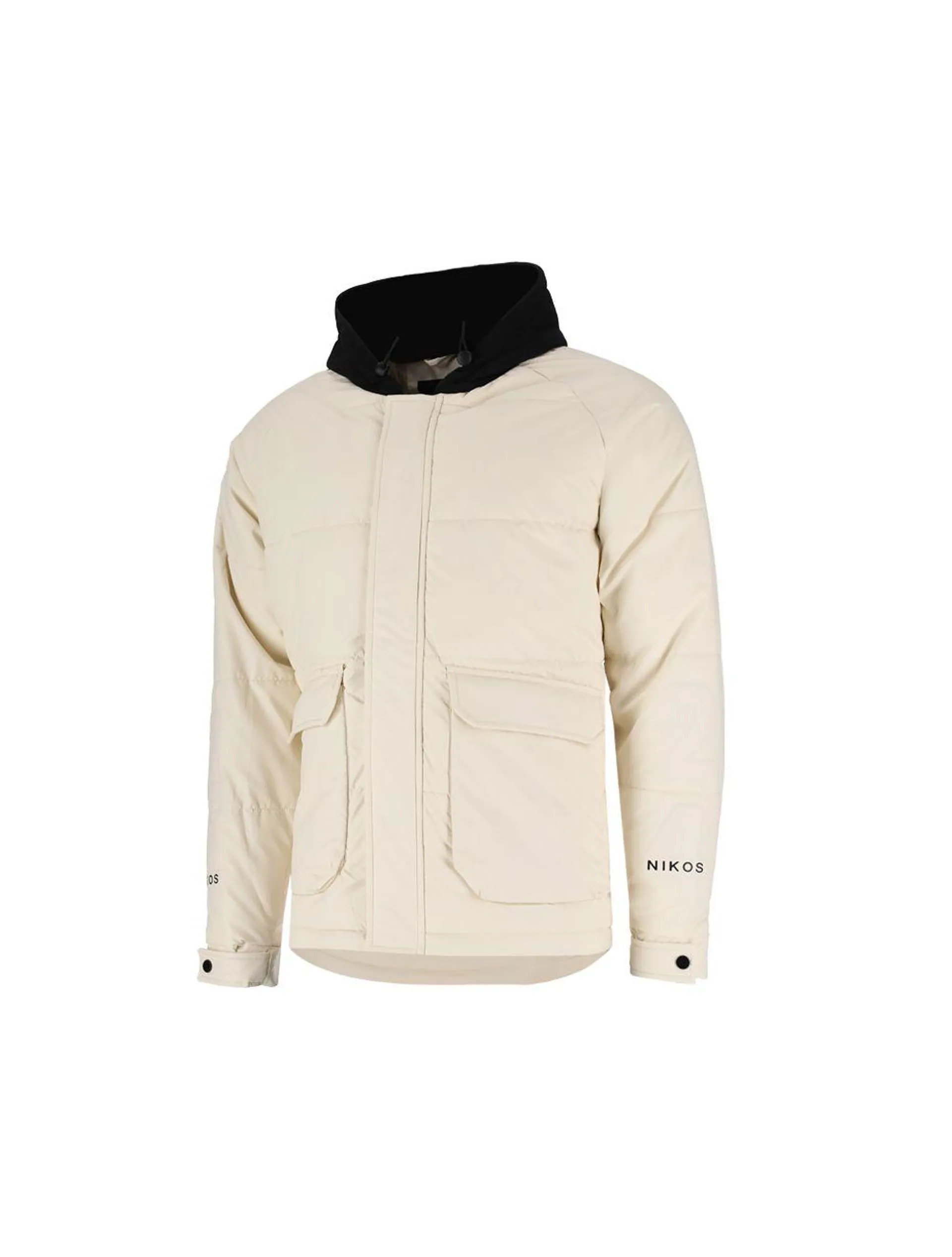 Nikos Mock Inset Mens Puffer Jacket White/Grey