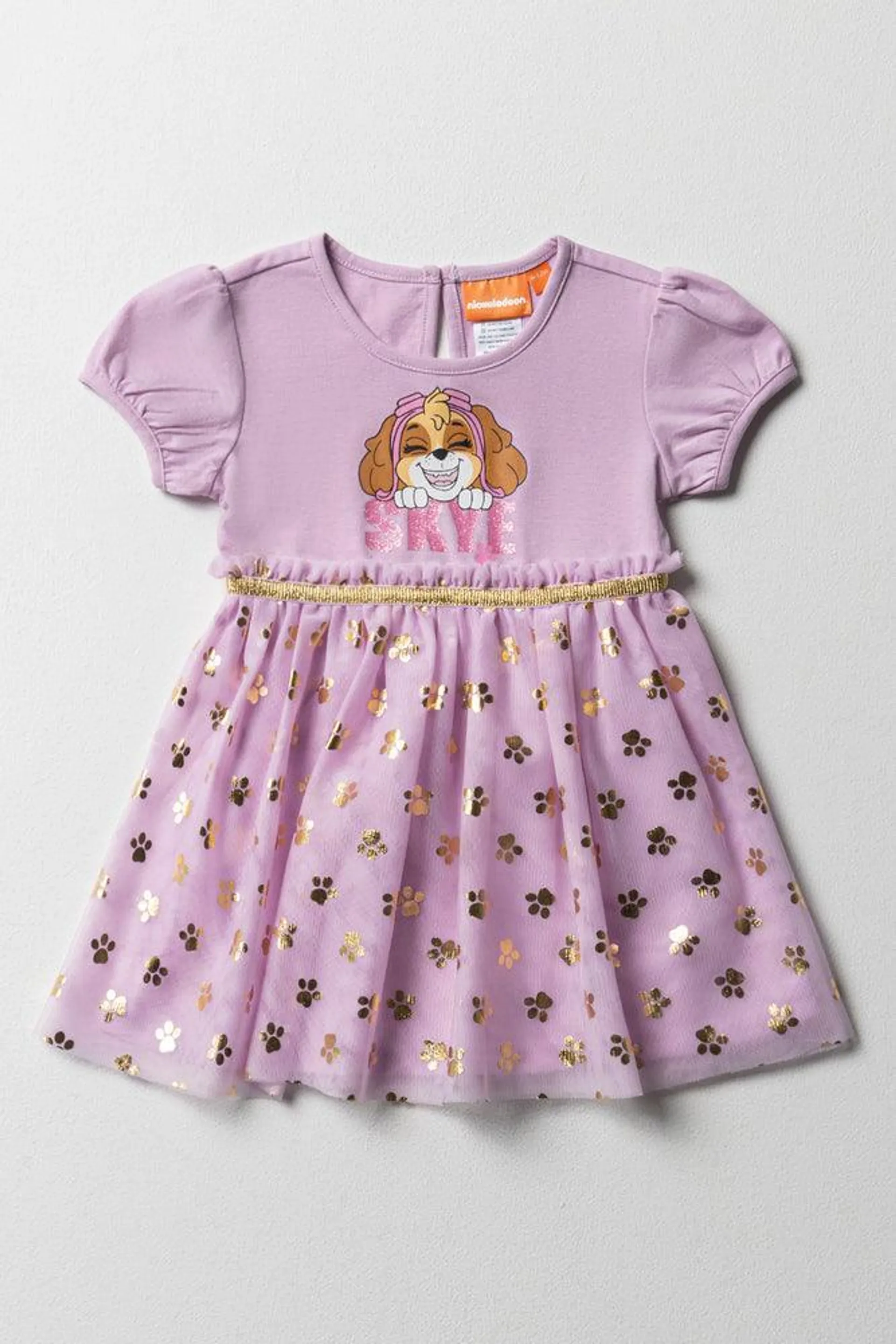 Paw Patrol Party Dress With Glitter Lilac