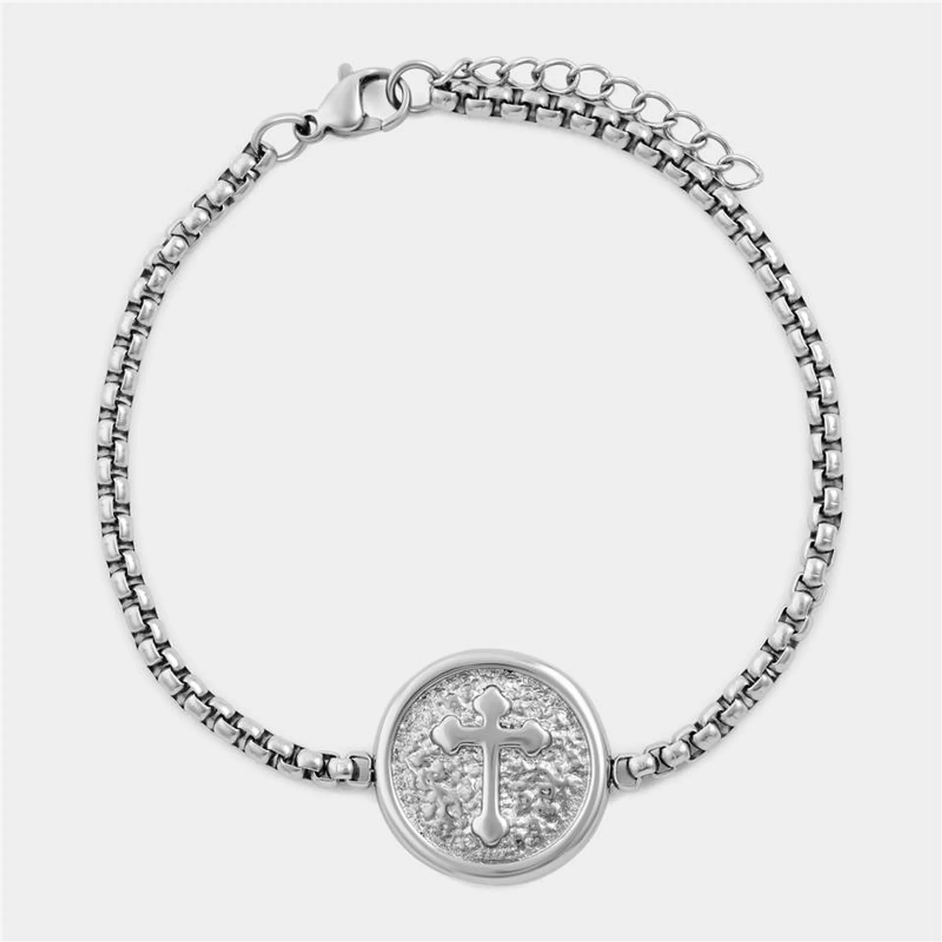 Stainless Steel Cross Disc Bracelet