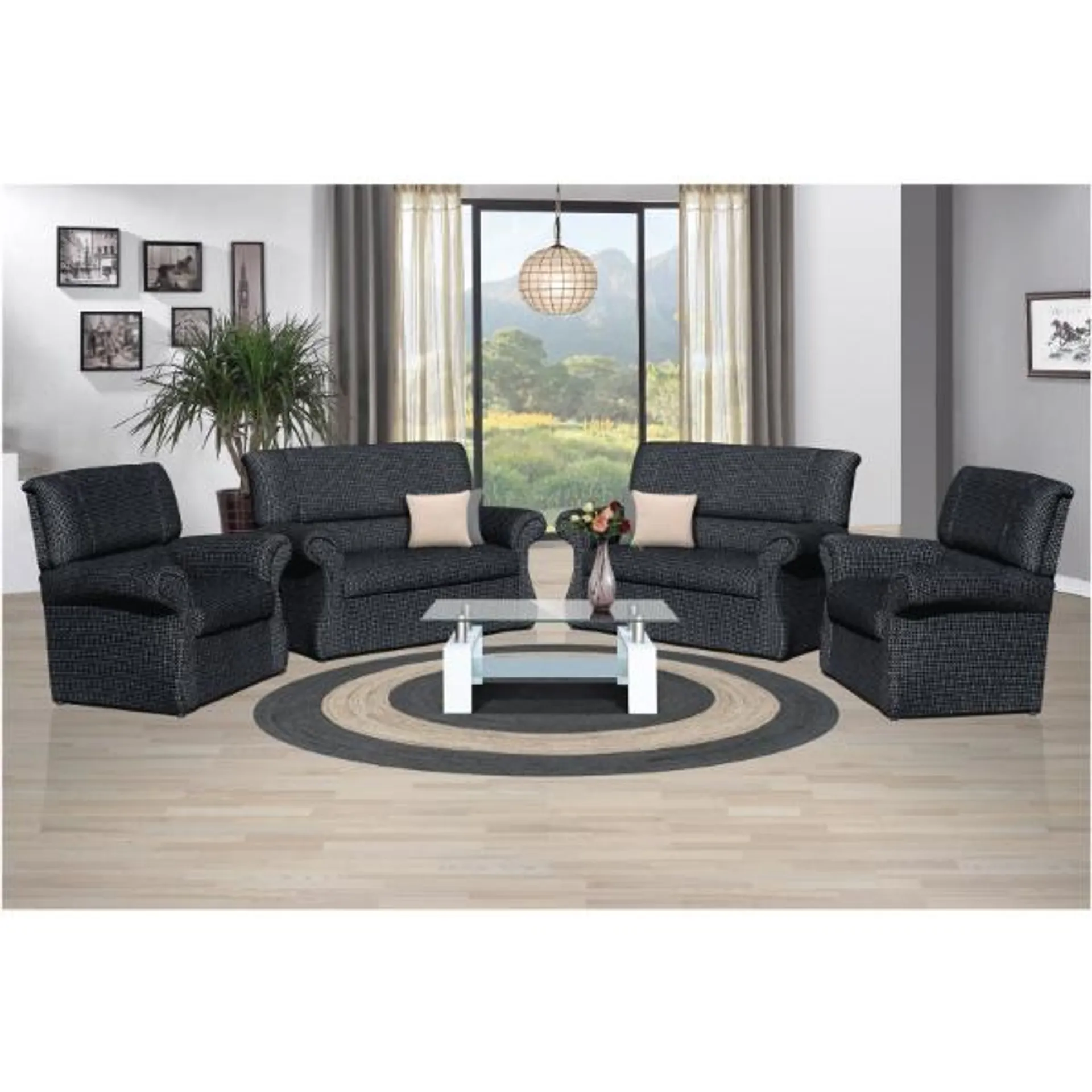 Baldwin 4 Piece Lounge Suite - Black