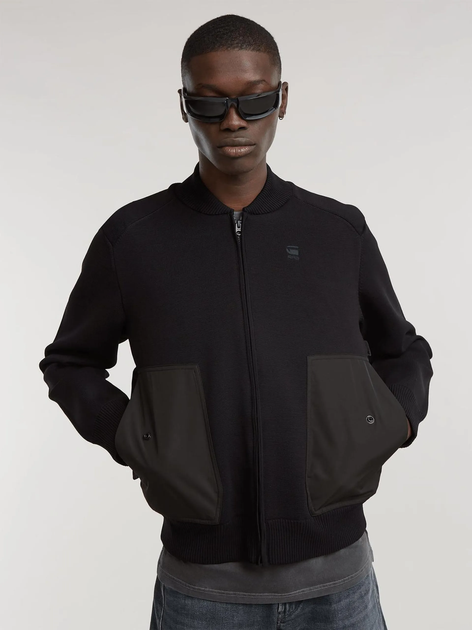G-Star Men's Engineered Mix Knitted Black Bomber