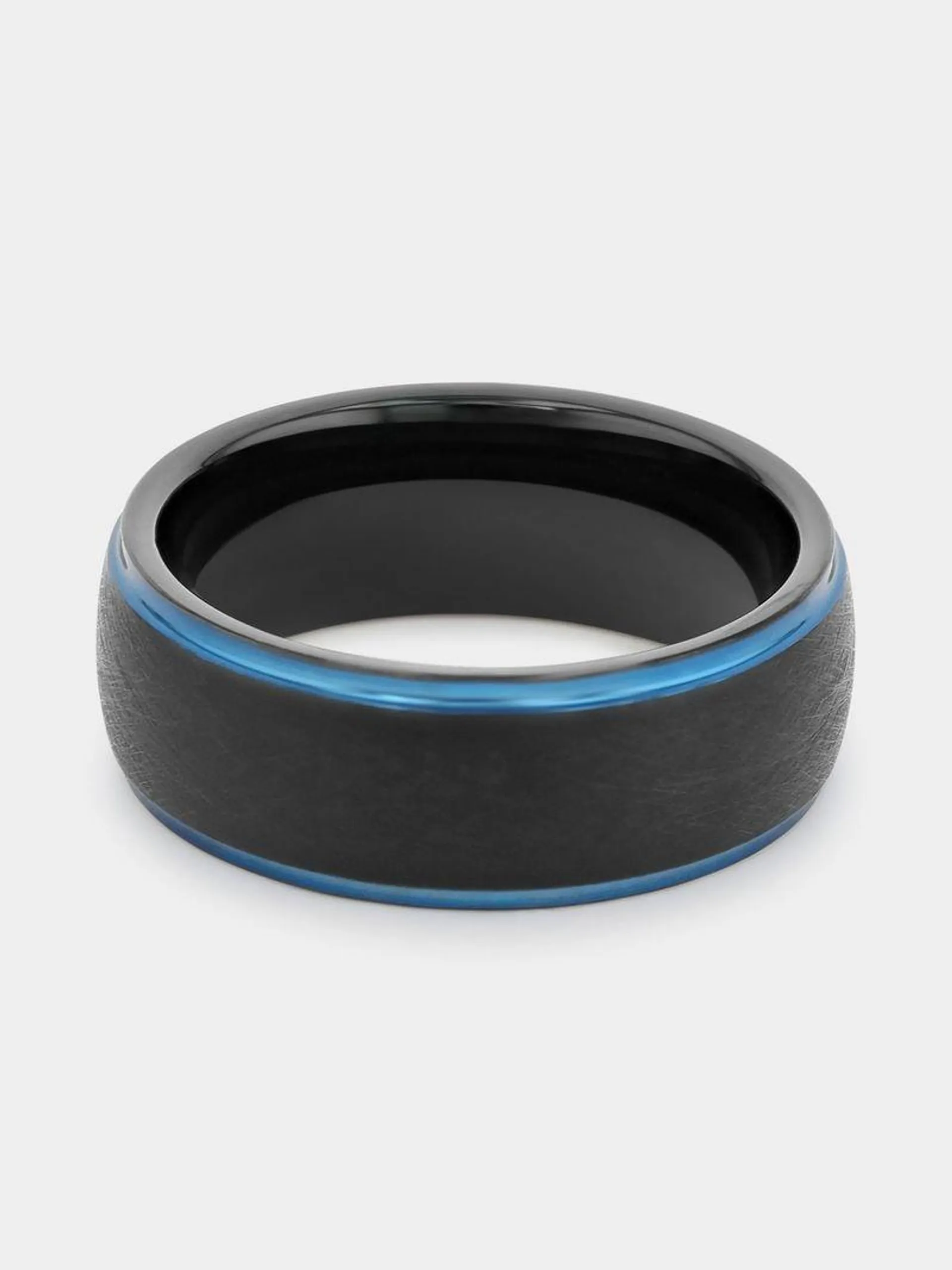 AIcon Tungsten Men's Matt Black Blue Edge Ring