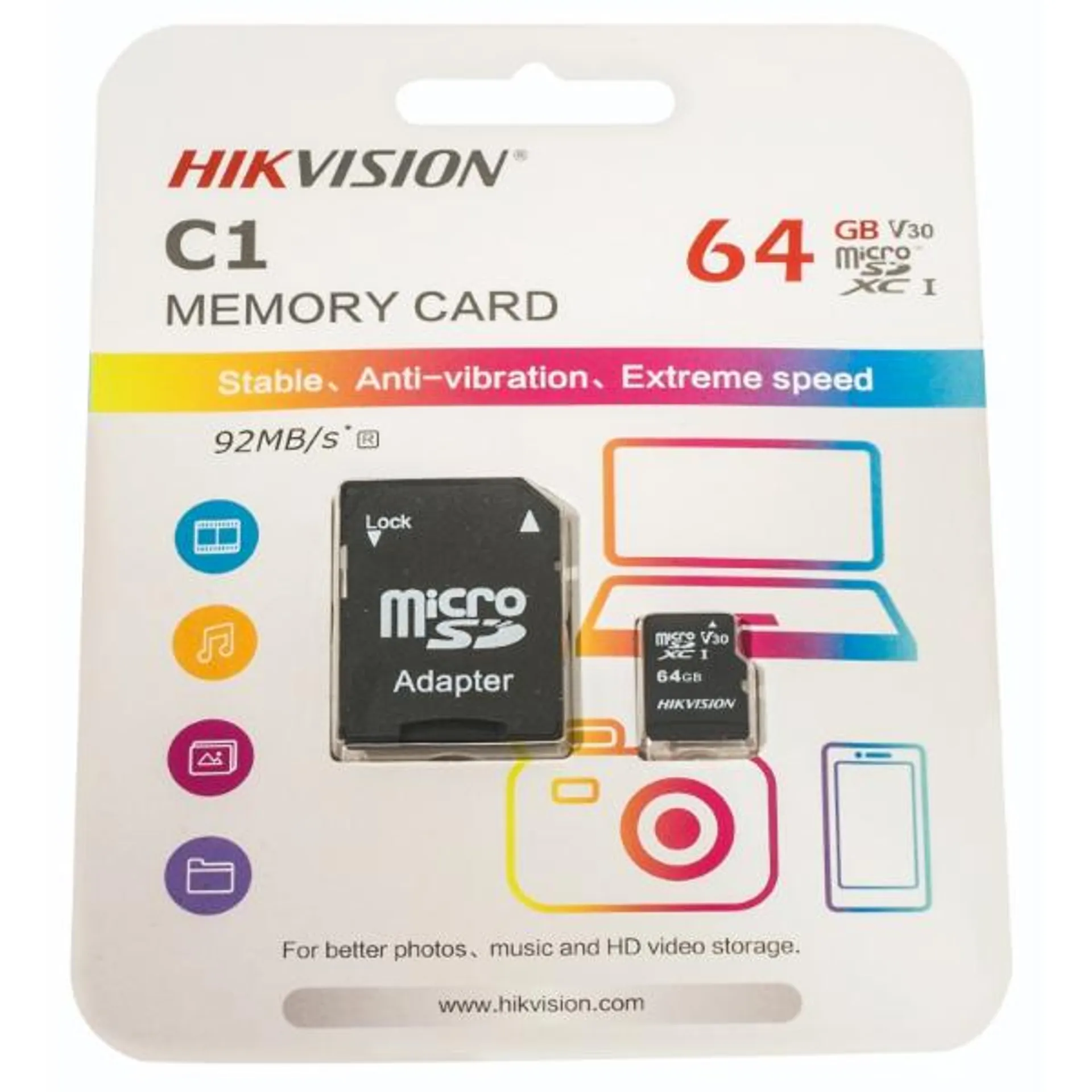 Hikvision C1 64Gb Micro SD Memory Card + Adaptor