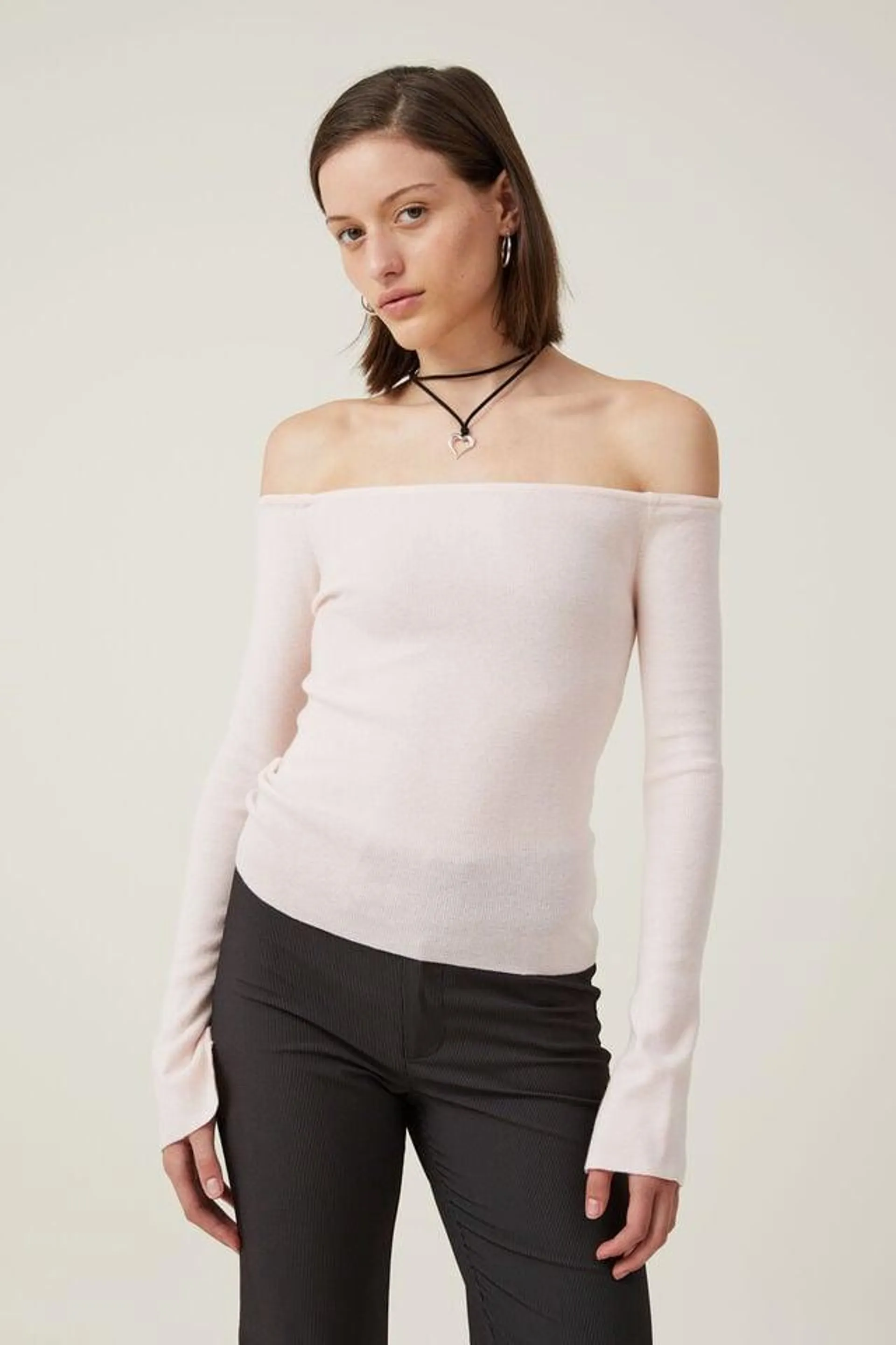 Everfine Split Sleeve Off Shoulder