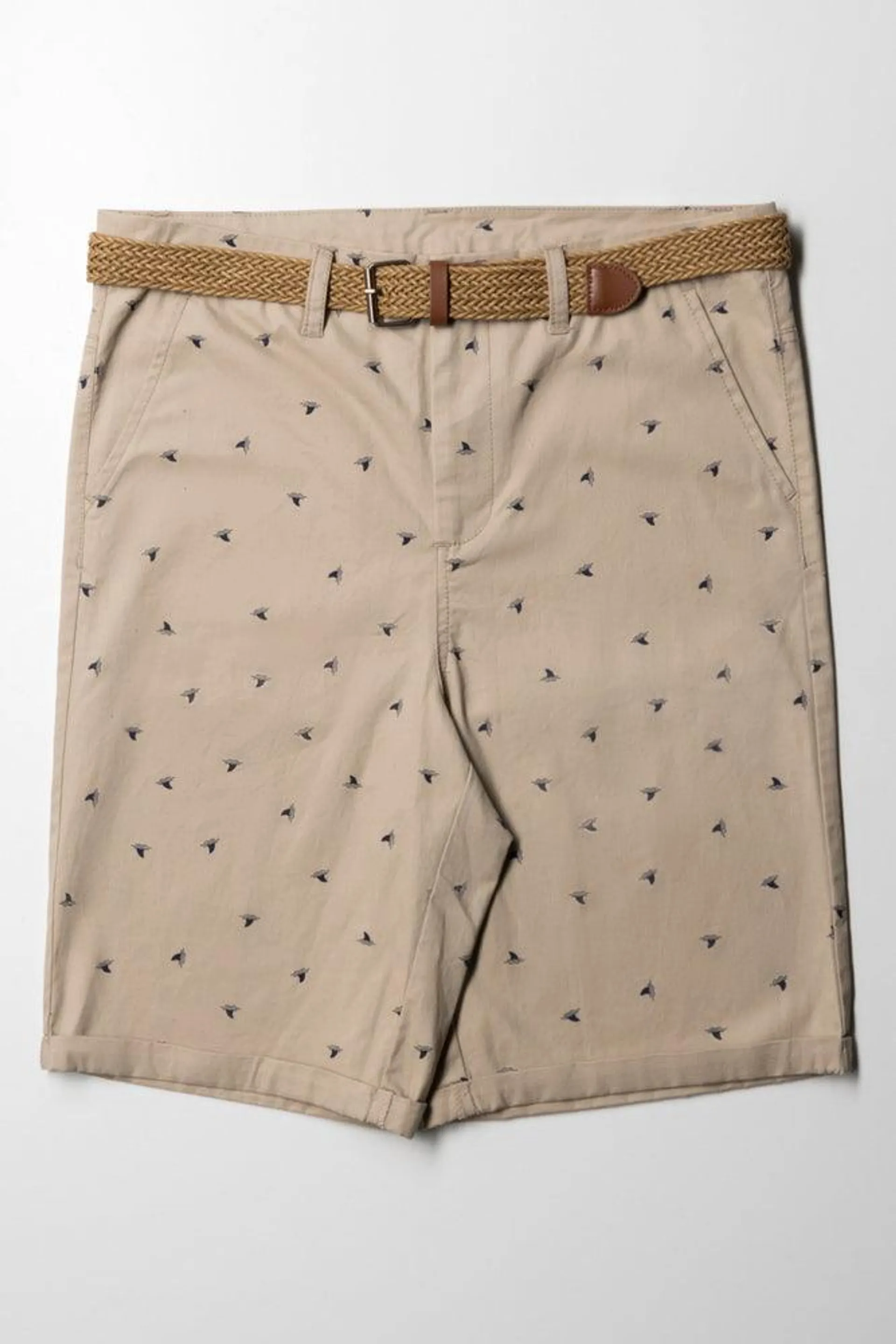 Belted Chino Shorts Natural