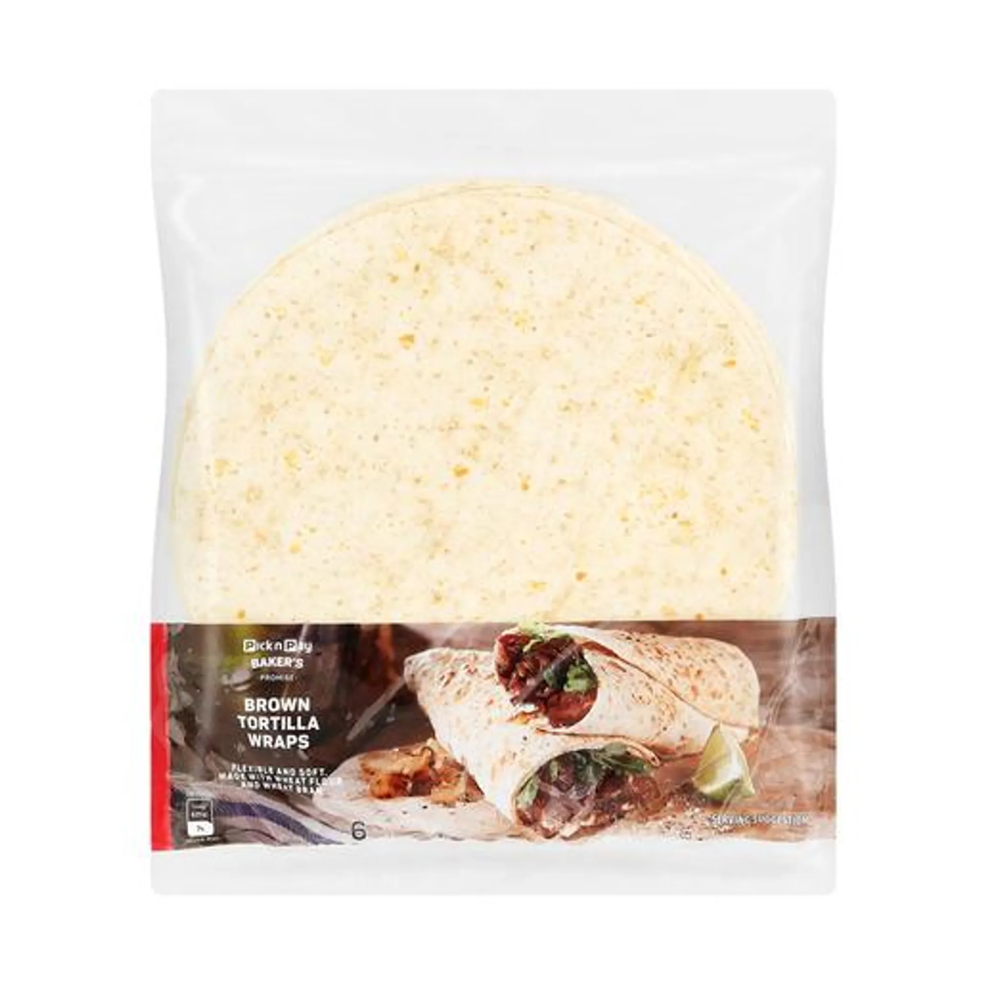 PnP Brown Tortilla Wraps 6 Pack