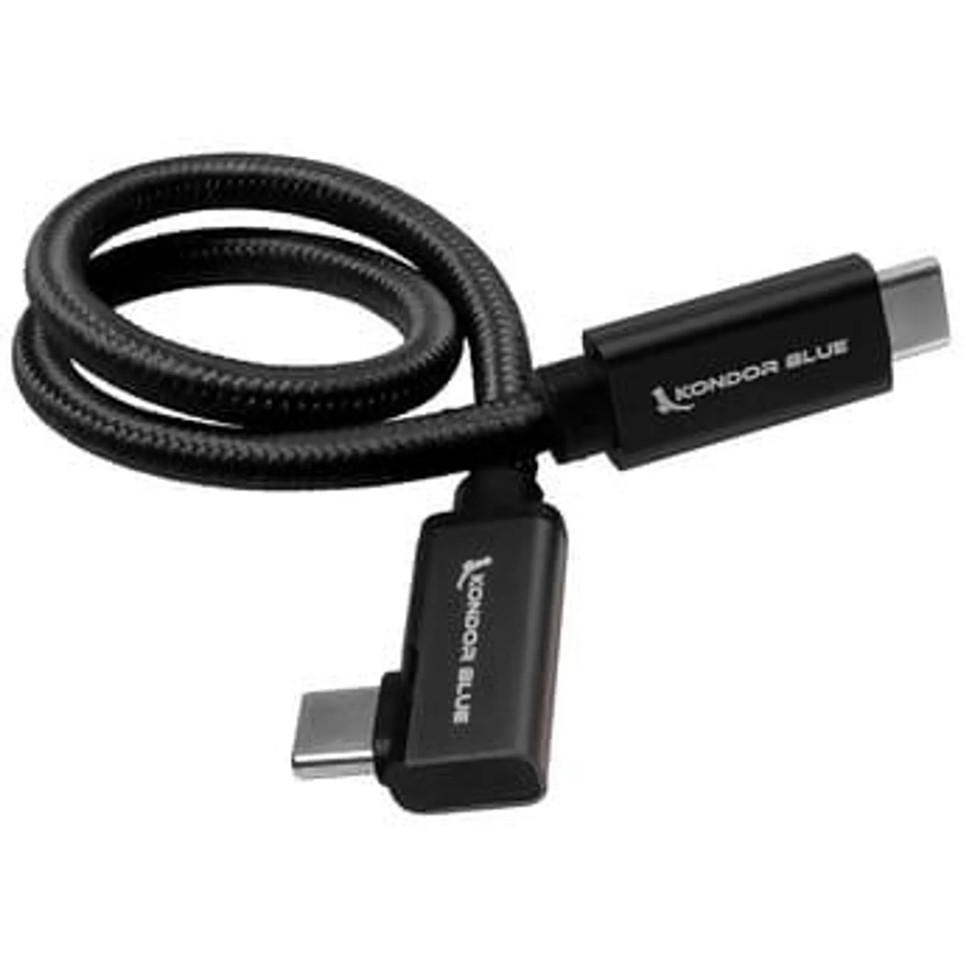 Kondor Blue Right-Angle USB-C 3.1 Gen 2 Cable (Black)