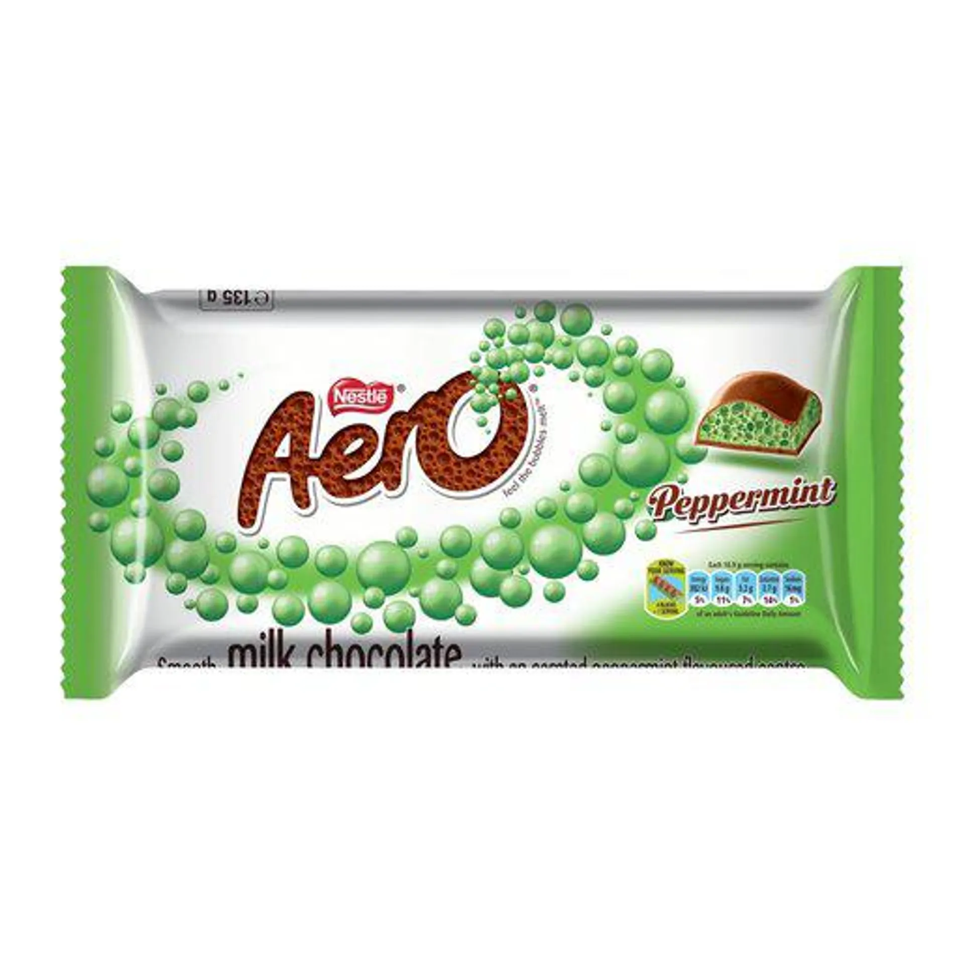 Nestle Aero Aerated Peppermint & Smooth Milk Choc 135g