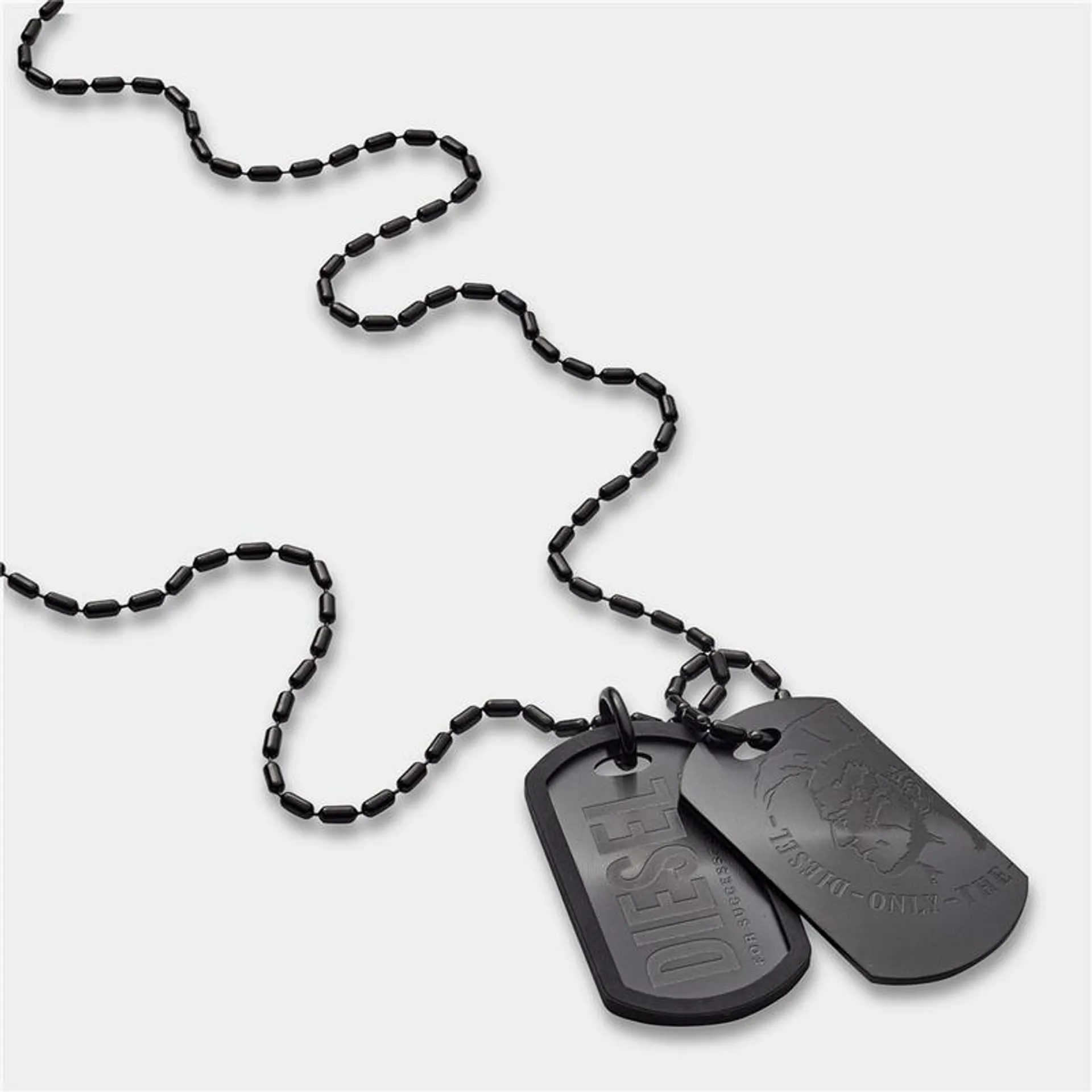 Diesel Black Plated Stainless Steel Double Dogtag Chain