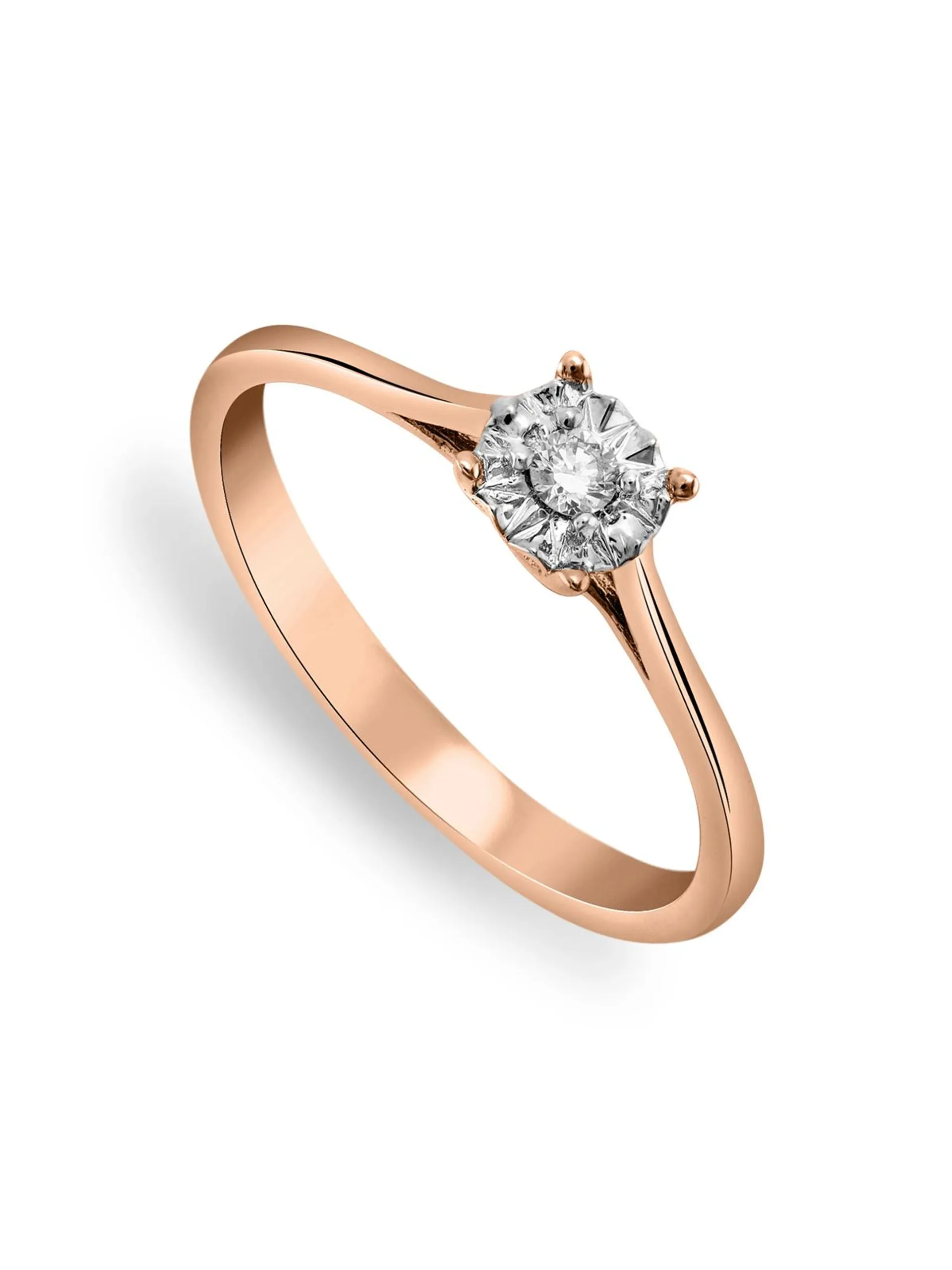 Rose Gold 0.06ct Diamond Illusion Solitaire Ring