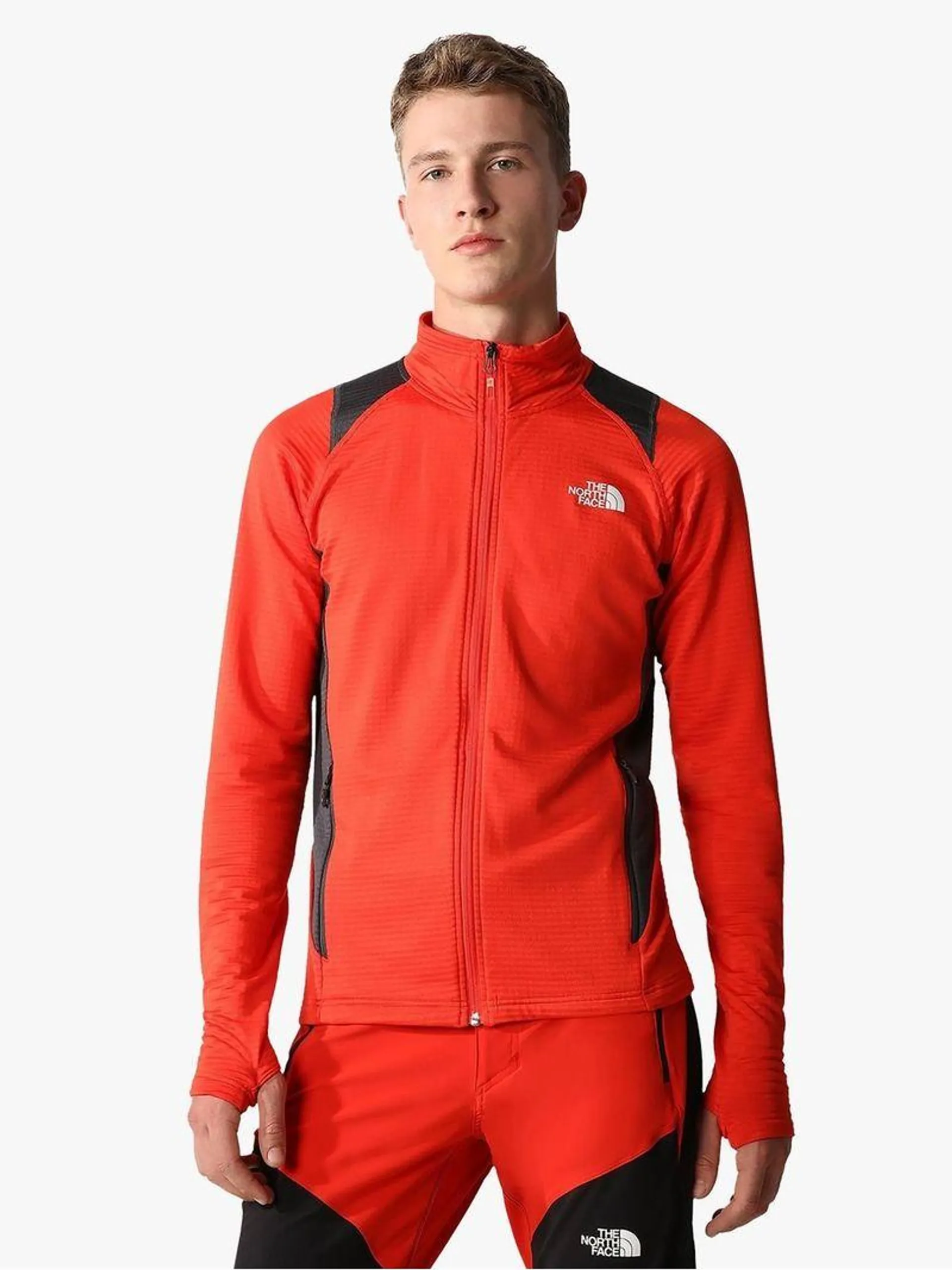 Mens The North Face AO Full-zip Red/Black Funnel Top