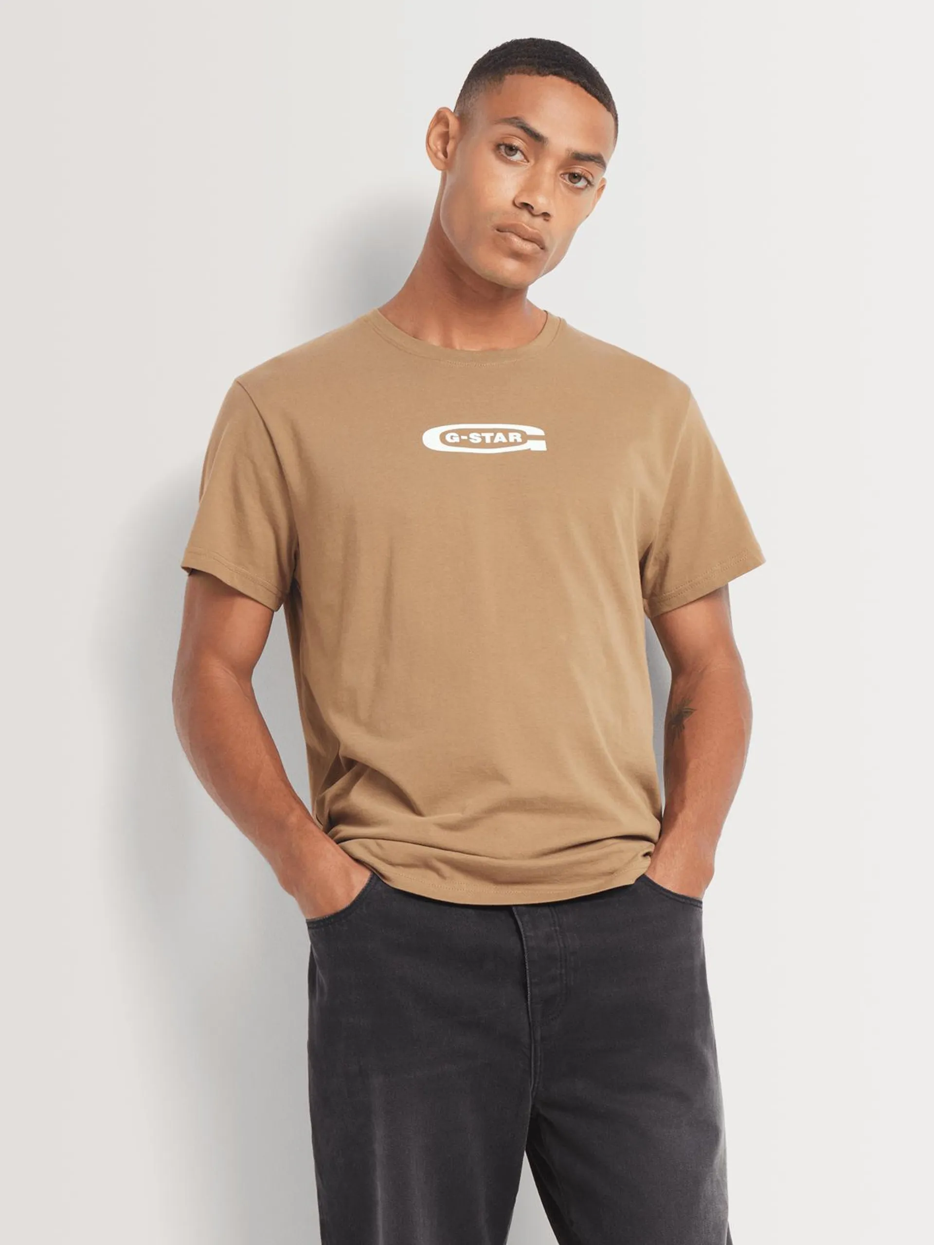 G-Star Men's Old Skool Back Print Brown T-Shirt