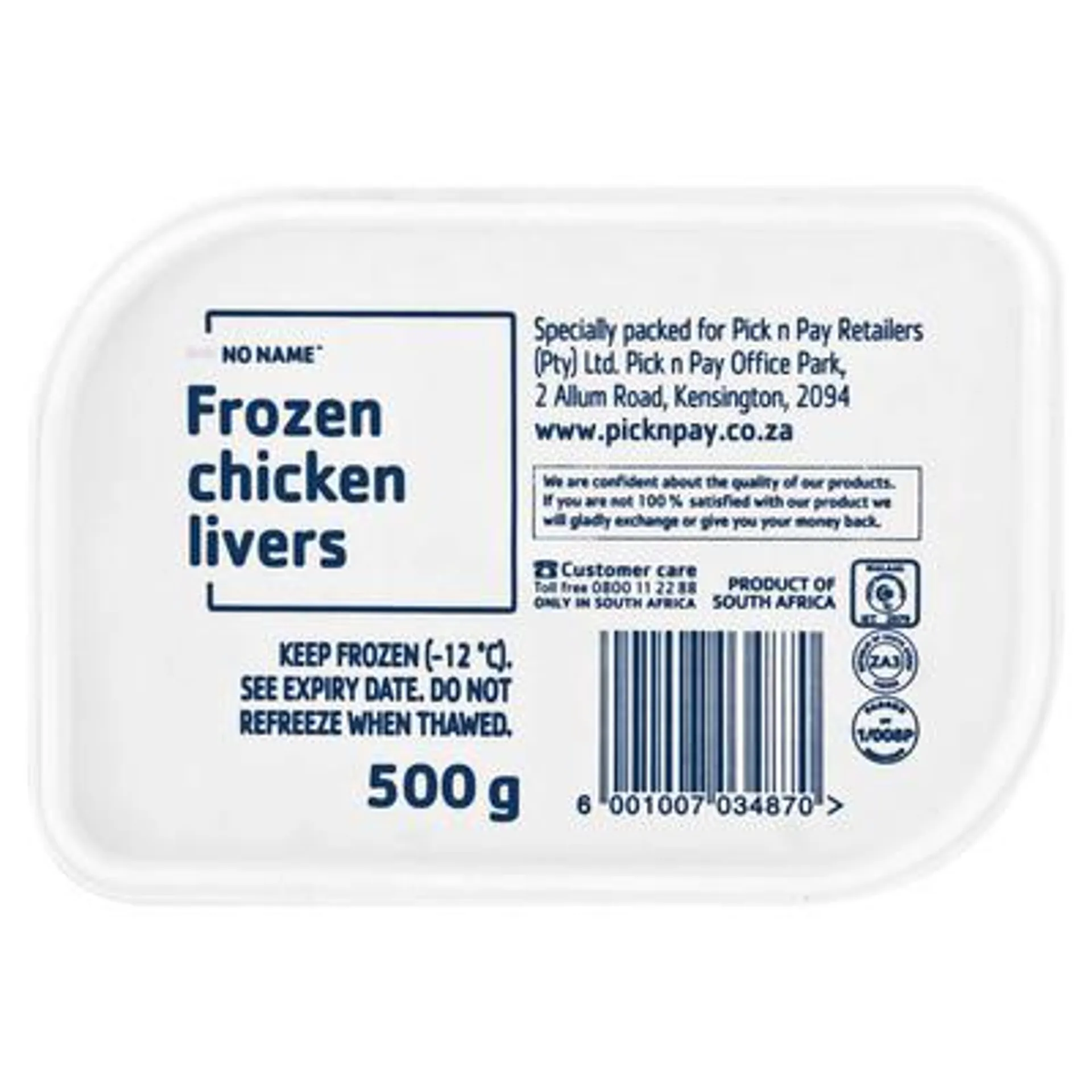 No Name Frozen Chicken Liver 500g