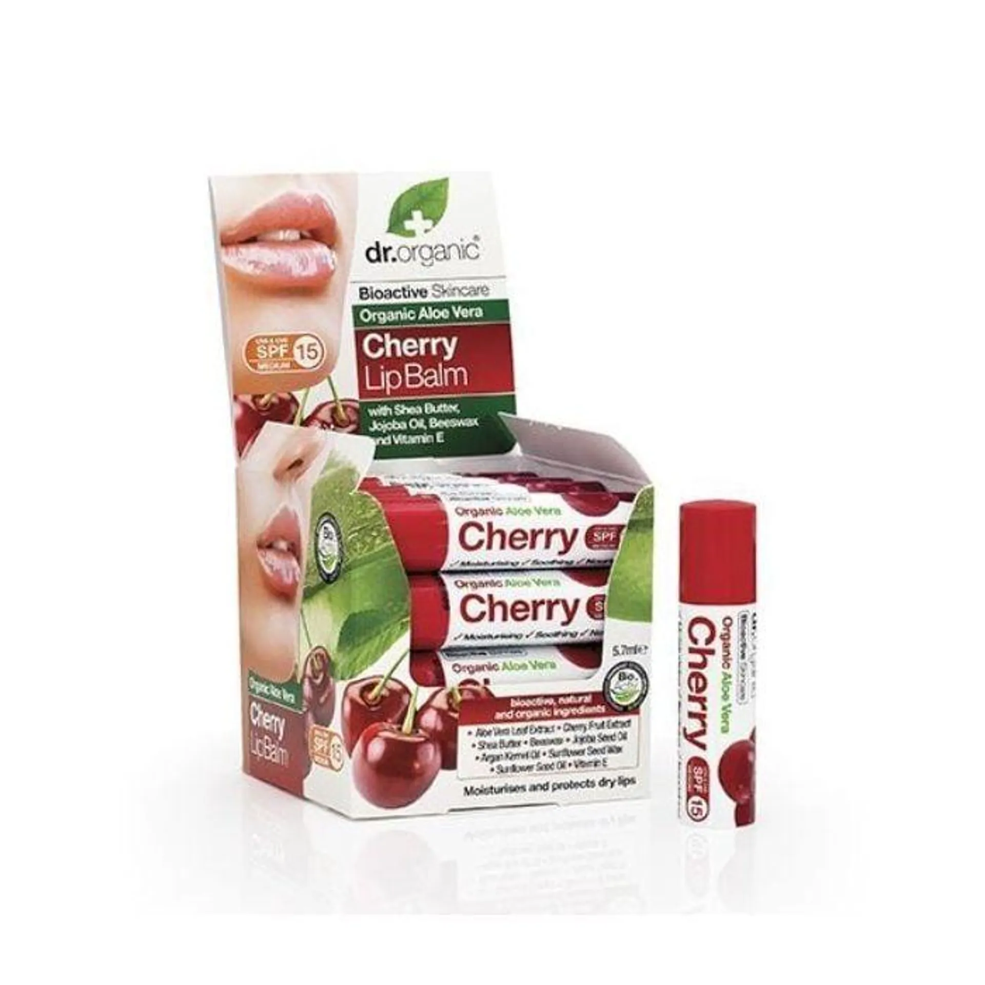 Dr Organic - Aloe Vera & Cherry Lip Balm 5.7ml