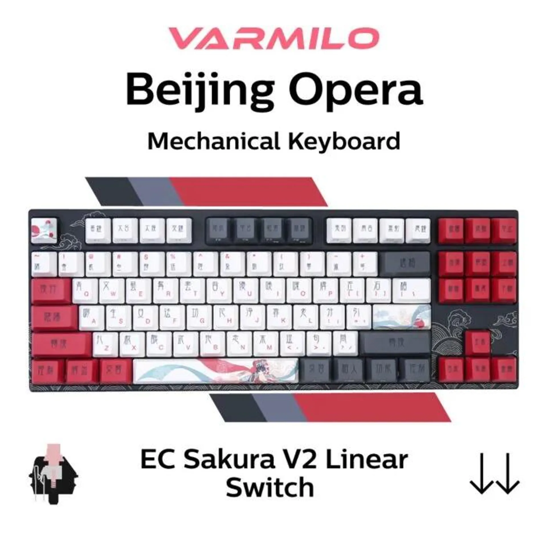 Varmilo MA87 V2 Beijing Opera EC Sakura V2 A33A028A9A3A01A025 TKL Size Mechanical Keyboard