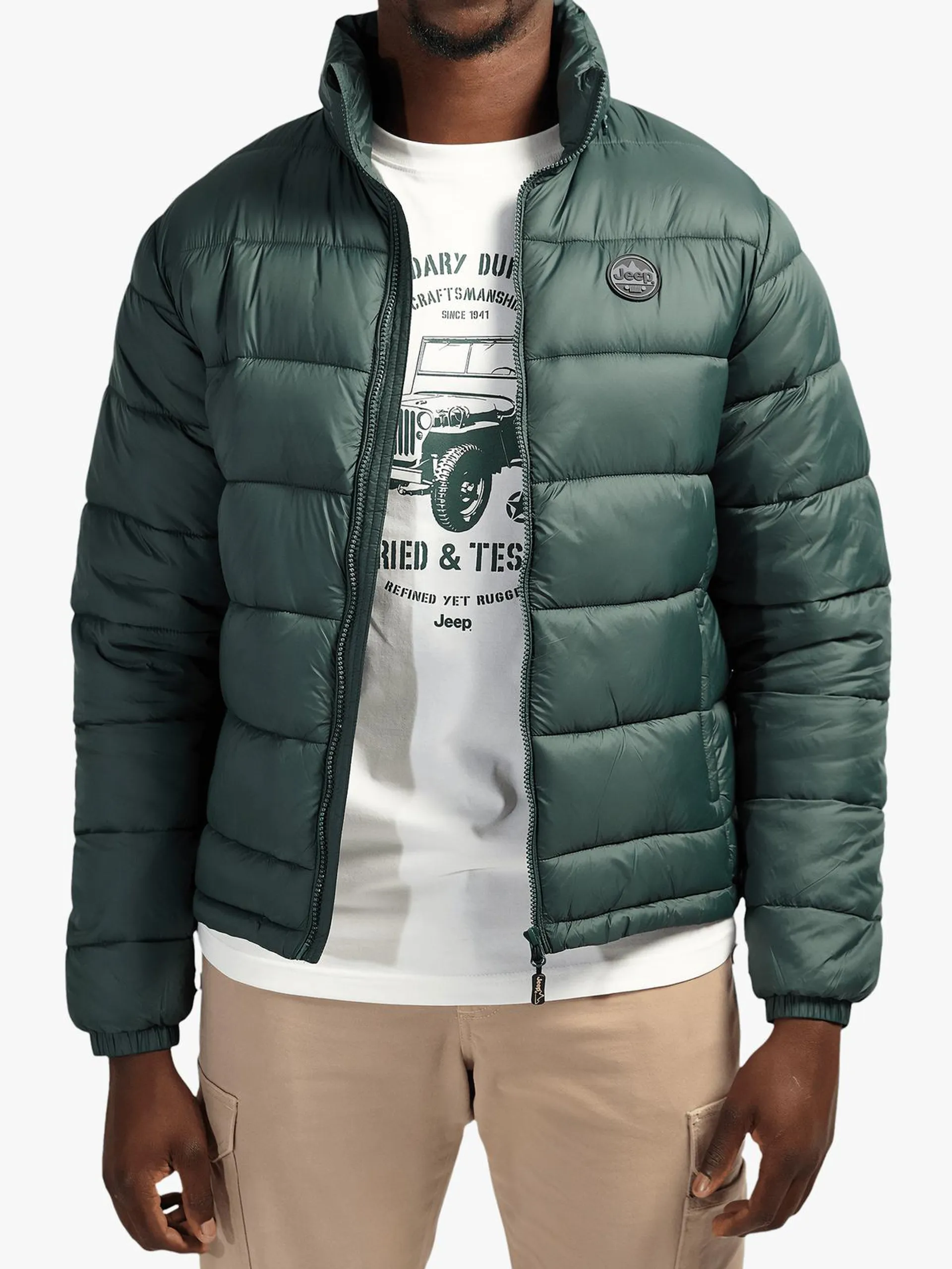Men's Plus Jeep Green Core Long Sleeve Puffer