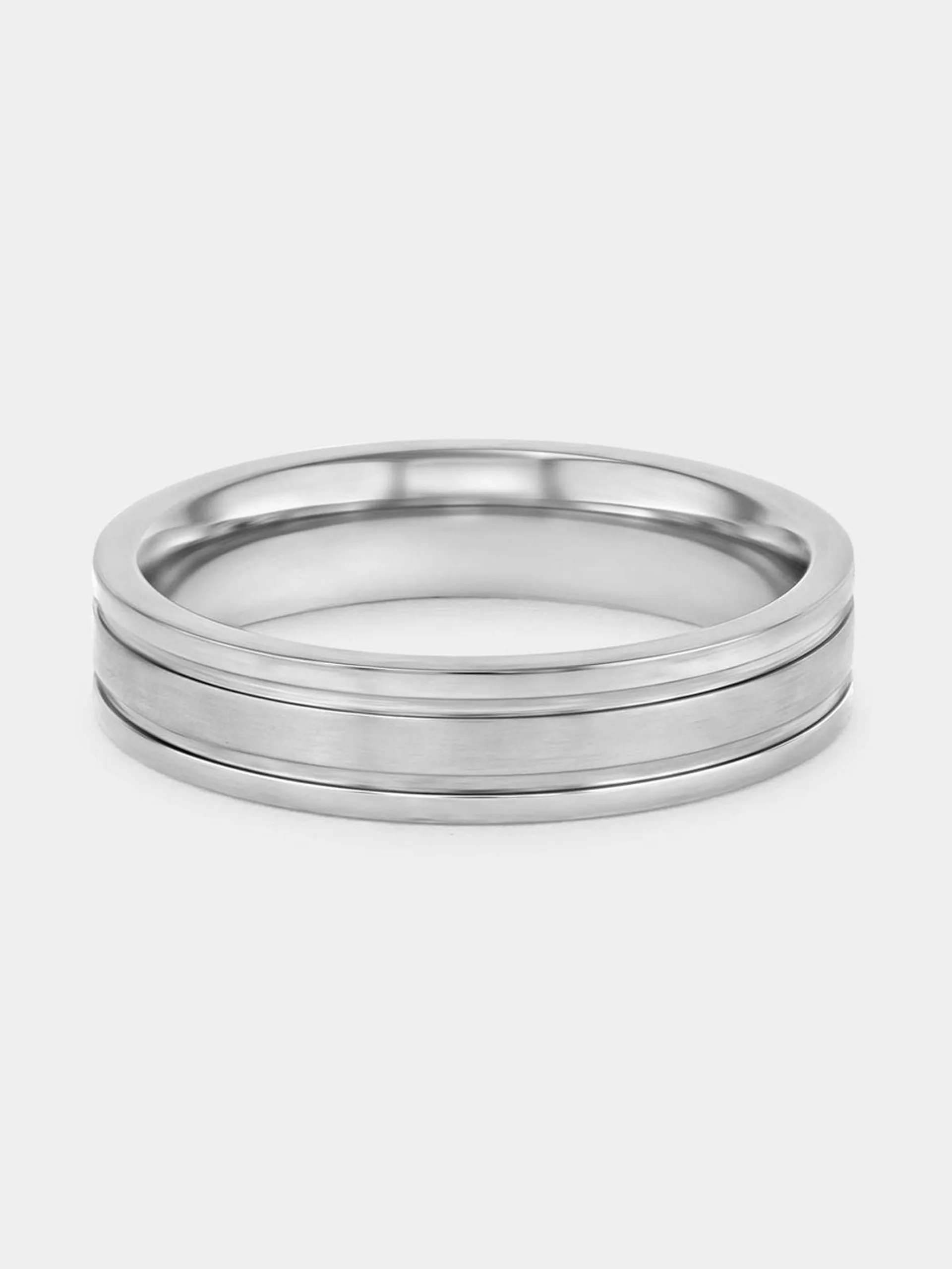 Stainless Steel Brushed Grooved Edges Ring