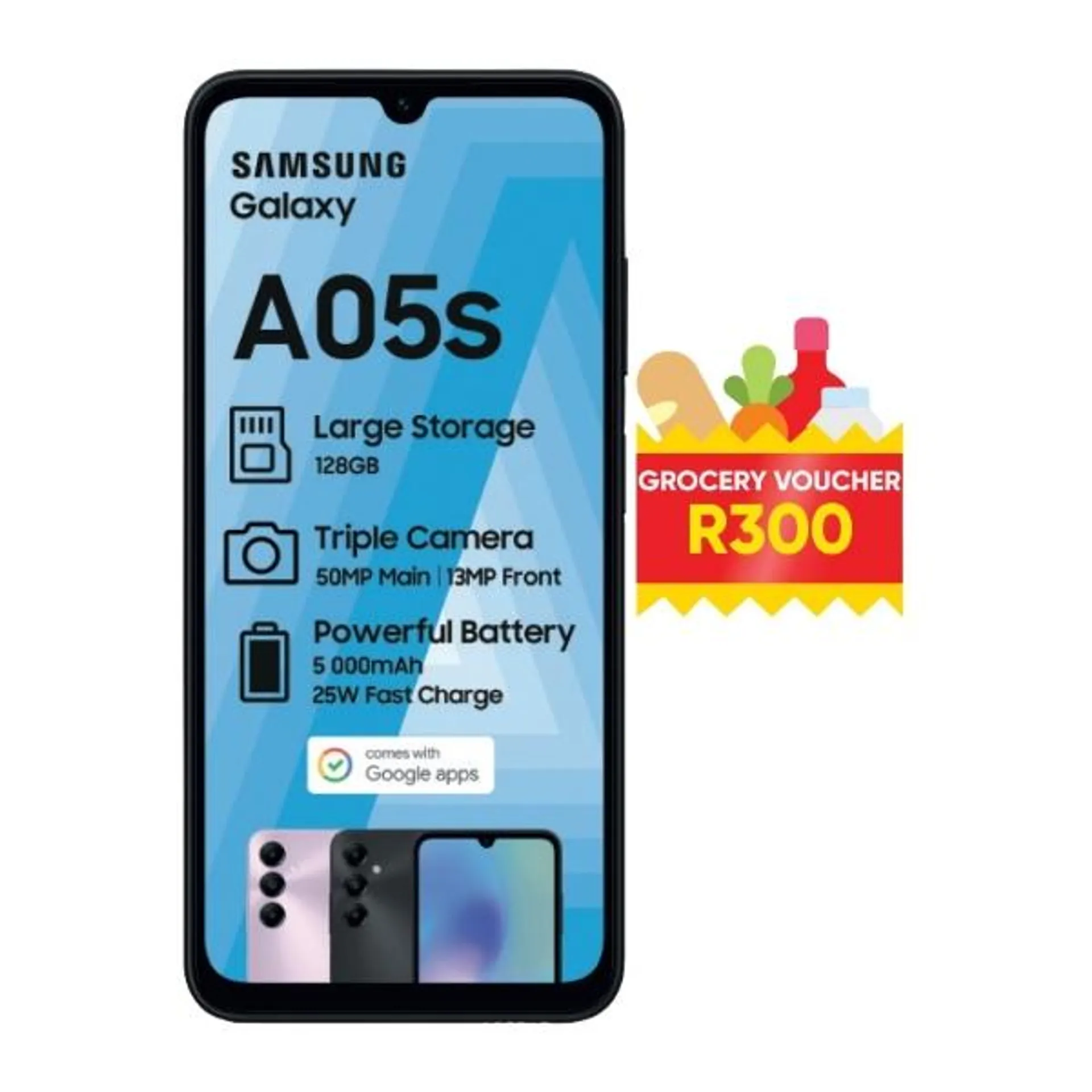 Samsung Cellphone A05S SM A057 4GB +128GB + R300 Voucher