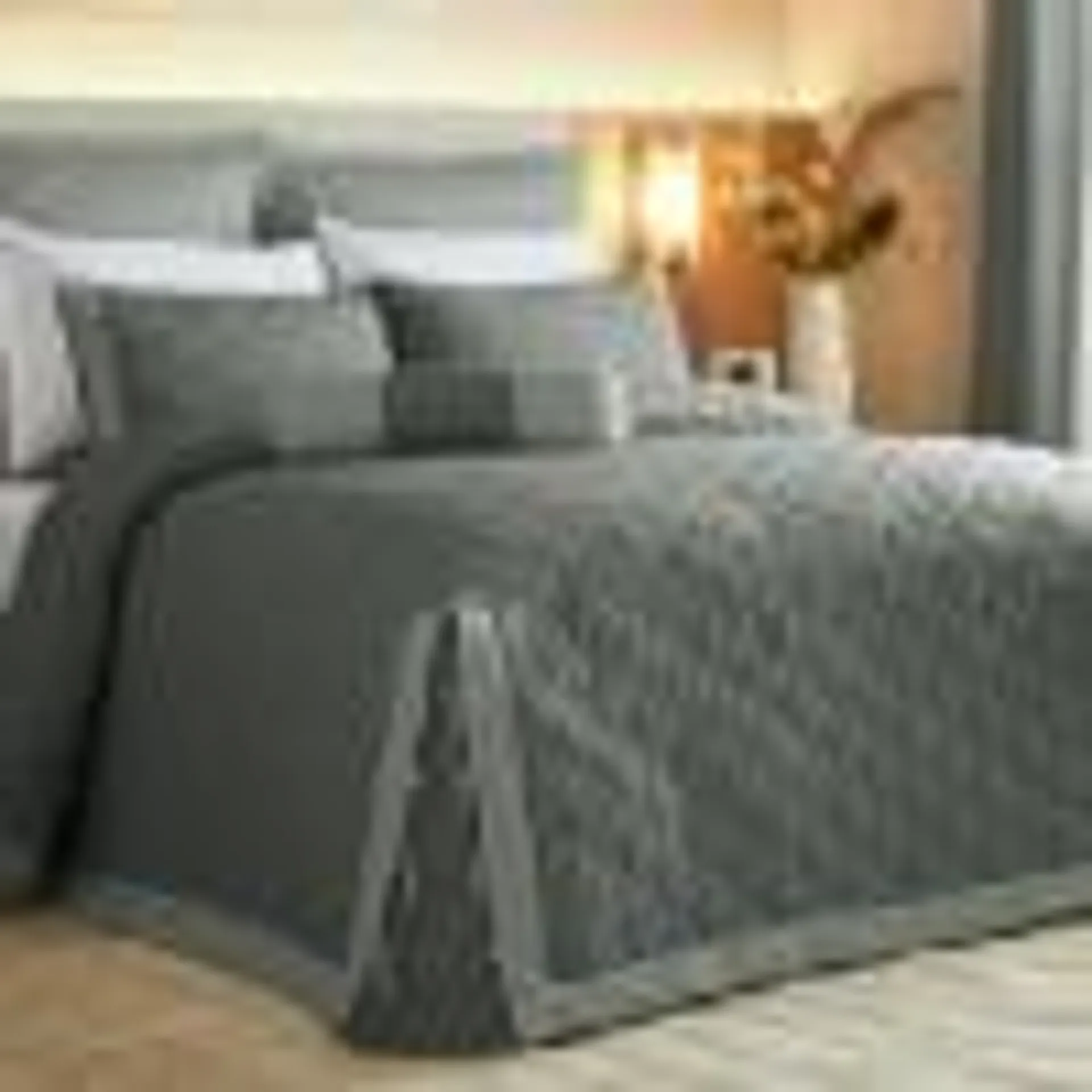 Calista Dark Grey Fitted Bedcover Sets