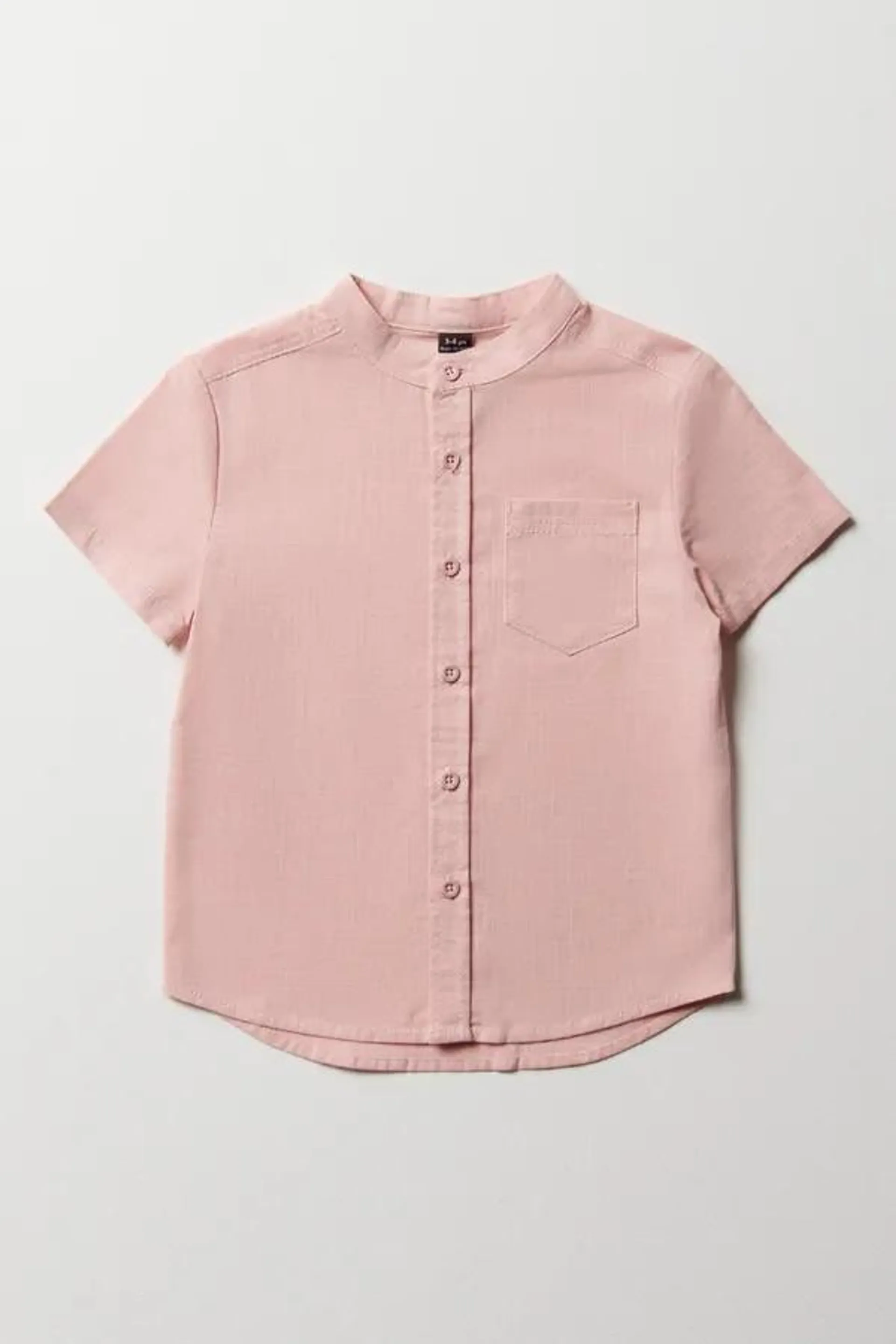 Mandarin collar short sleeve shirt pink