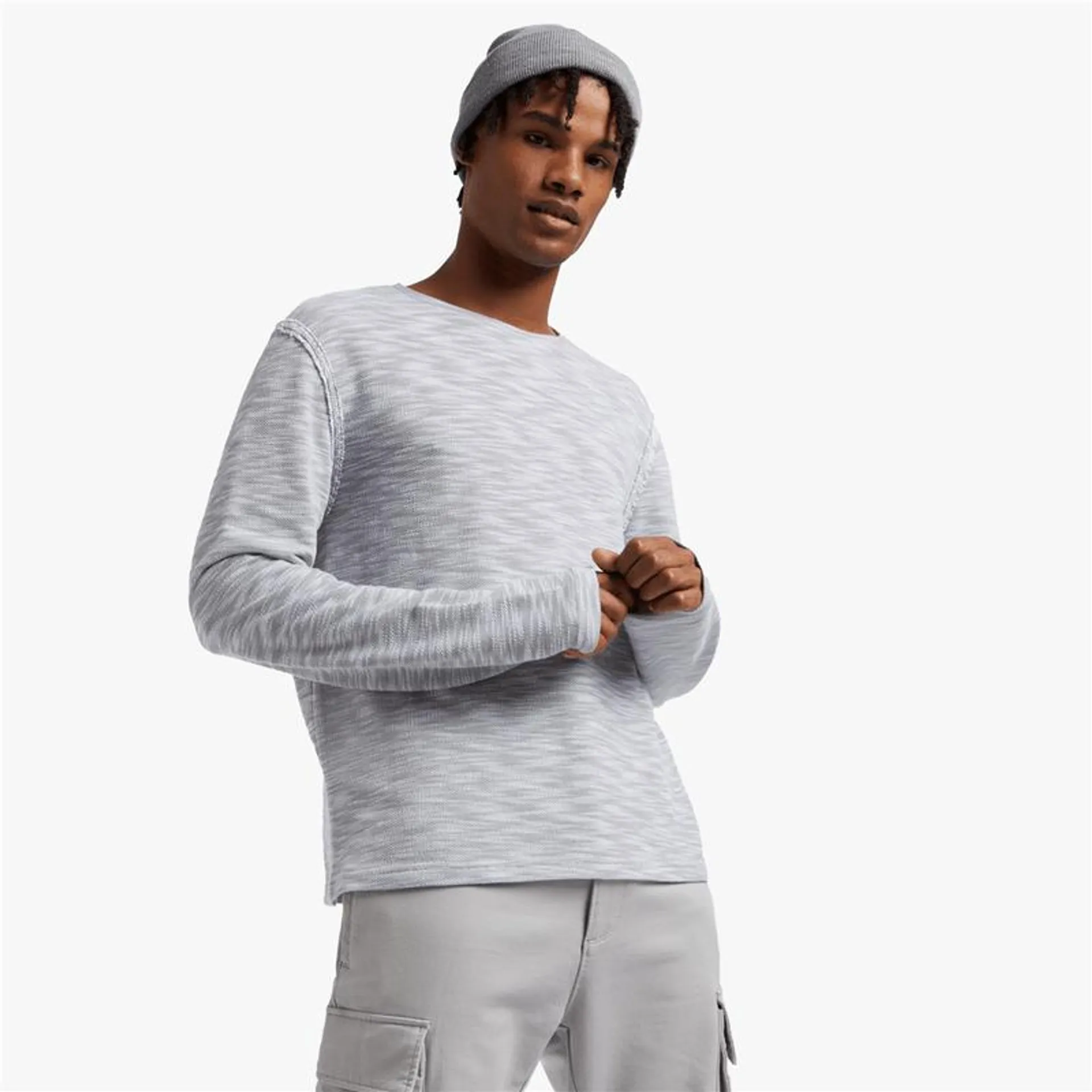 Men's Grey Oversized Knit Top