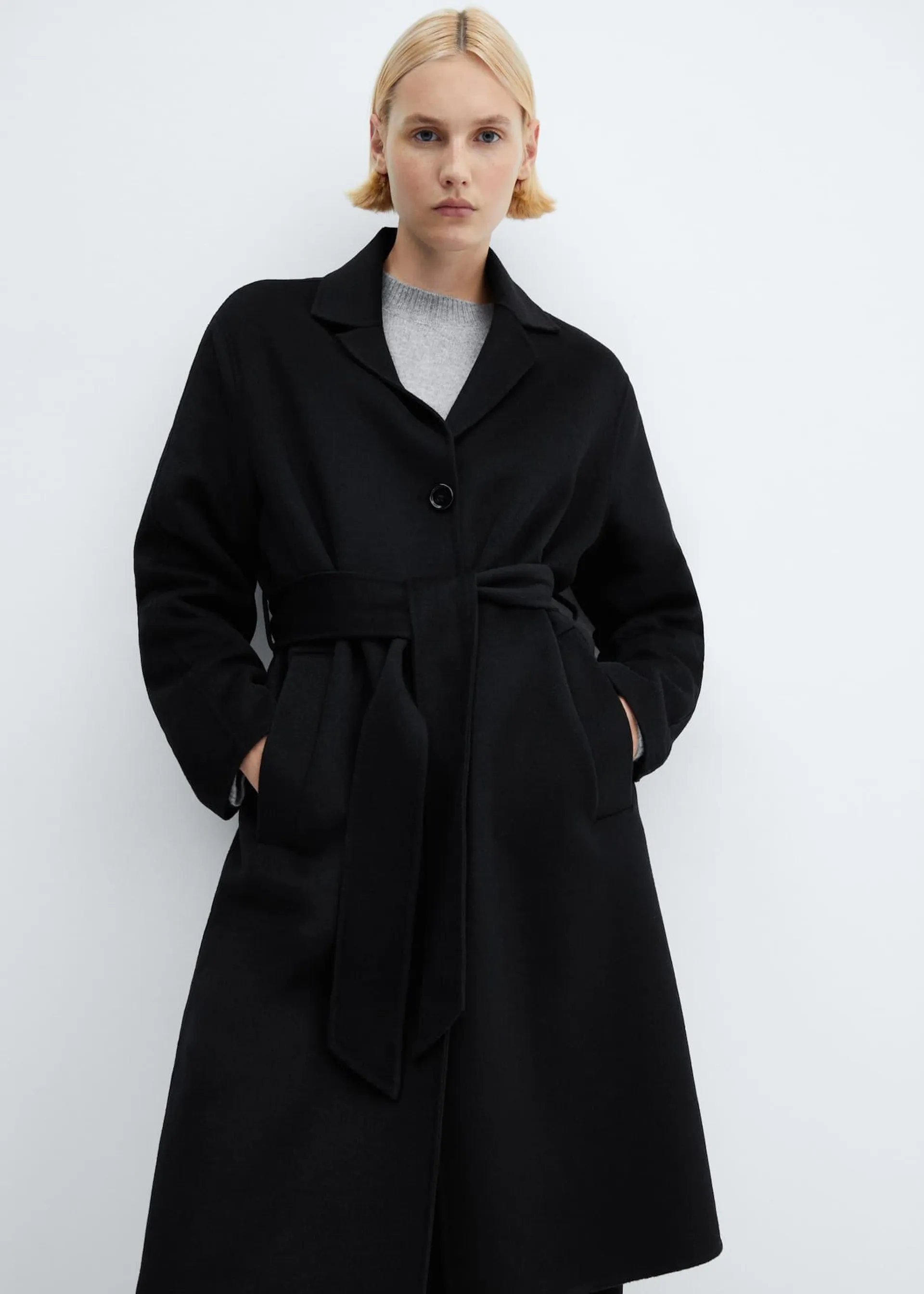 Wool coat with handmade belt