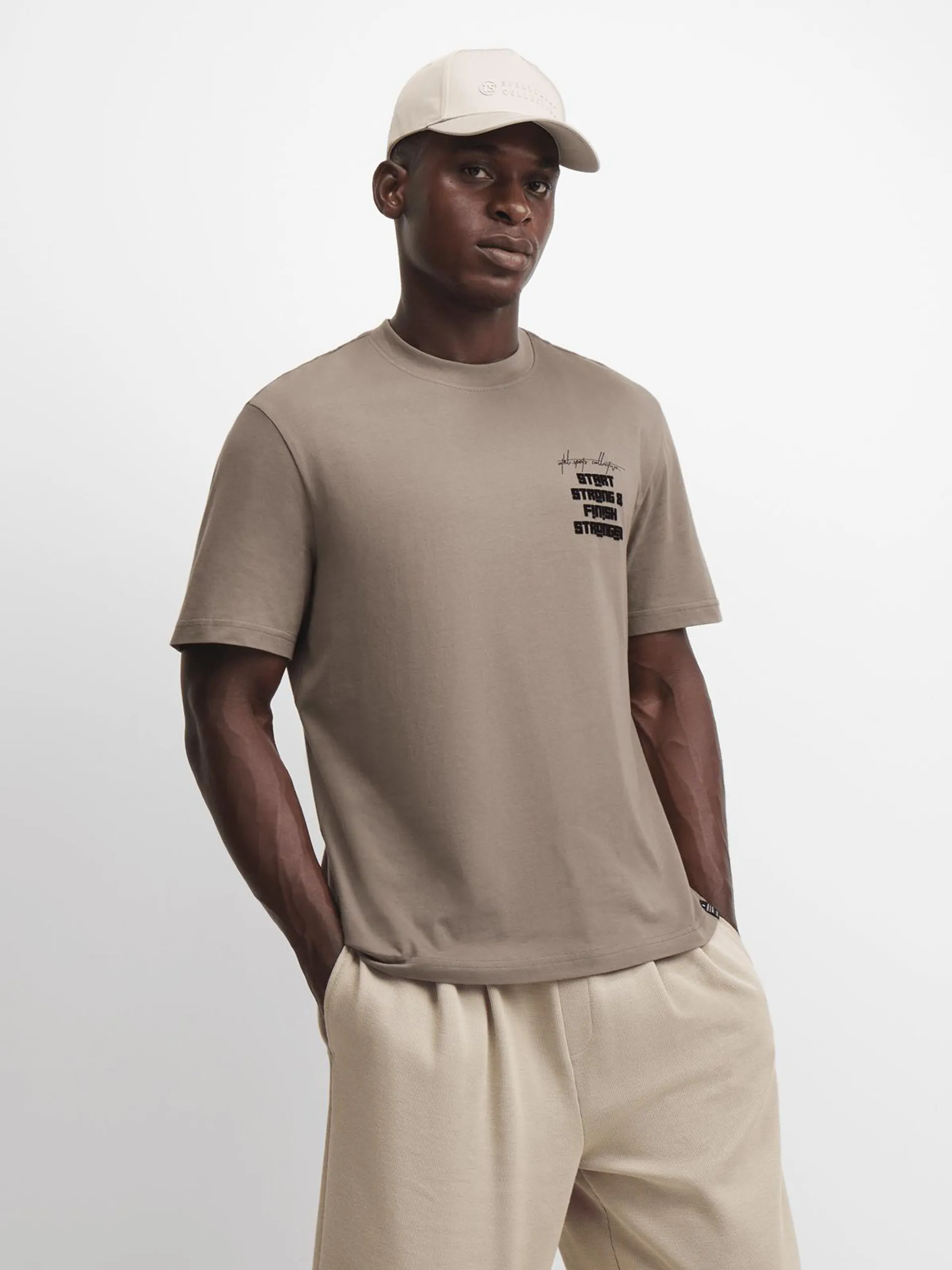 TS Mens Start Strong Taupe Tee