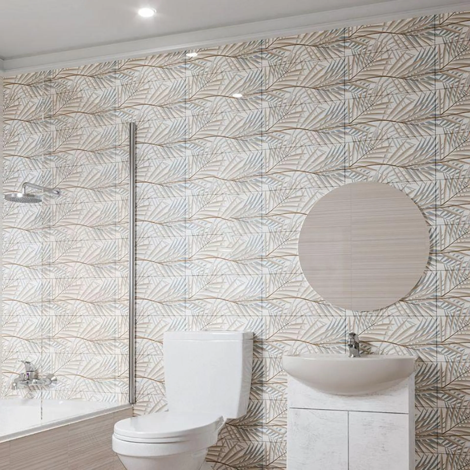 Silk Leaves Shiny Ceramic Wall Tile 200 X 500 A-Grade
