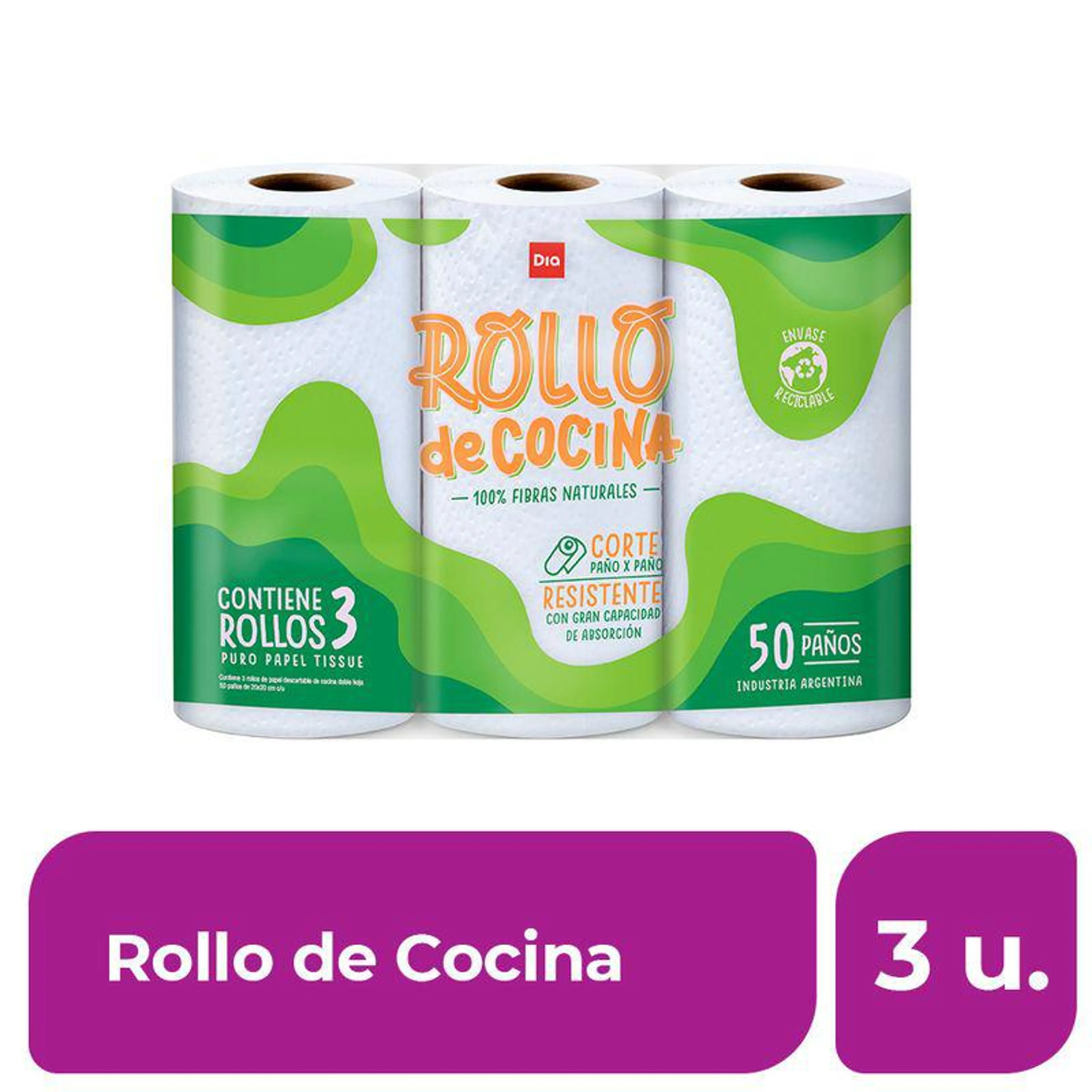 Rollo de Cocina DIA 50 Paños 3 Ud.