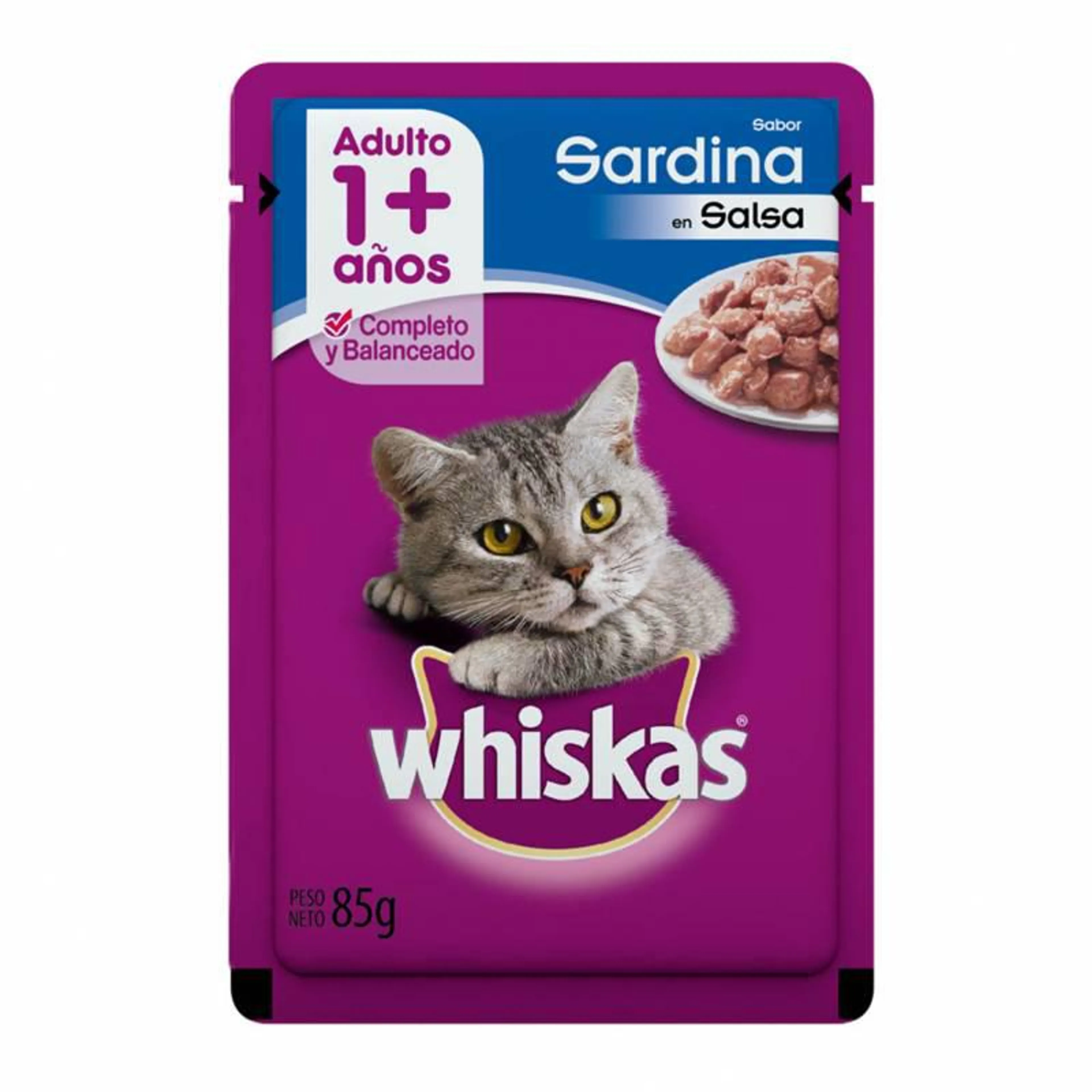 Alimento para Gato Adulto Pouch Sardinas Whiskas x 85 g.