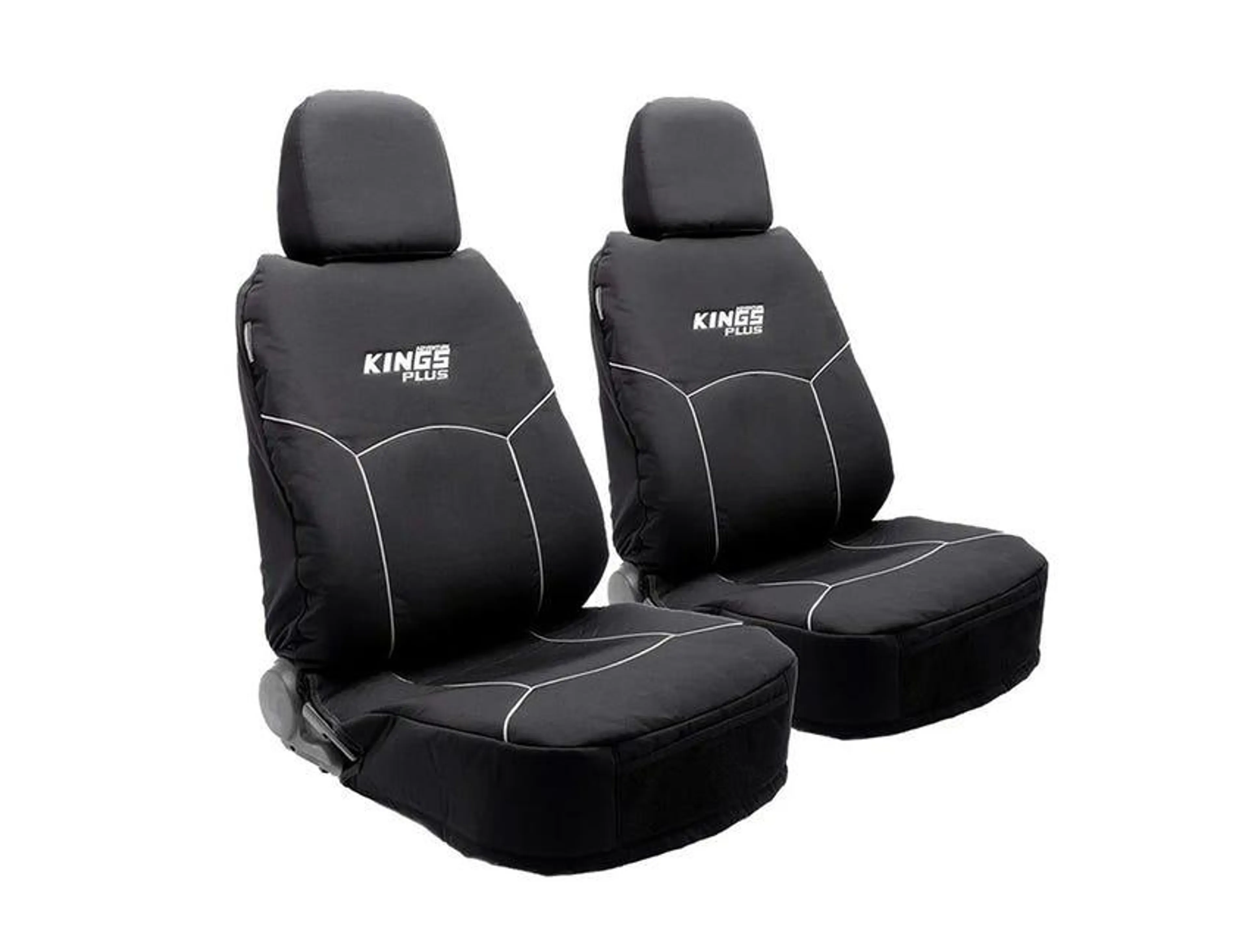 Kings Plus Premium Seat Covers (Pair) | Heavy-Duty 12oz Canvas | Universal Fit | Thick Padded Seat and Backrest