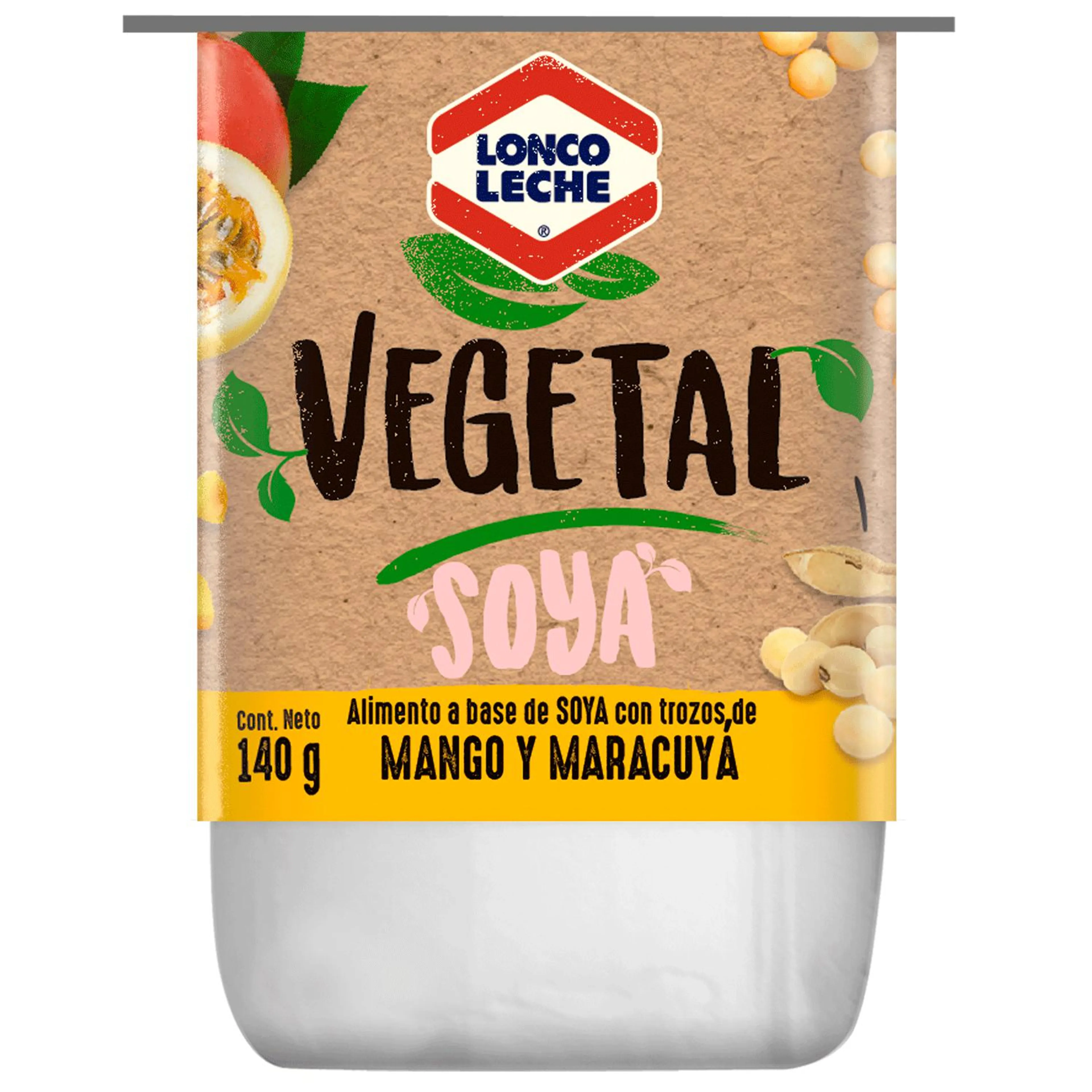 Yoghurt vegetal soya trozos mango maracuyá 140 g