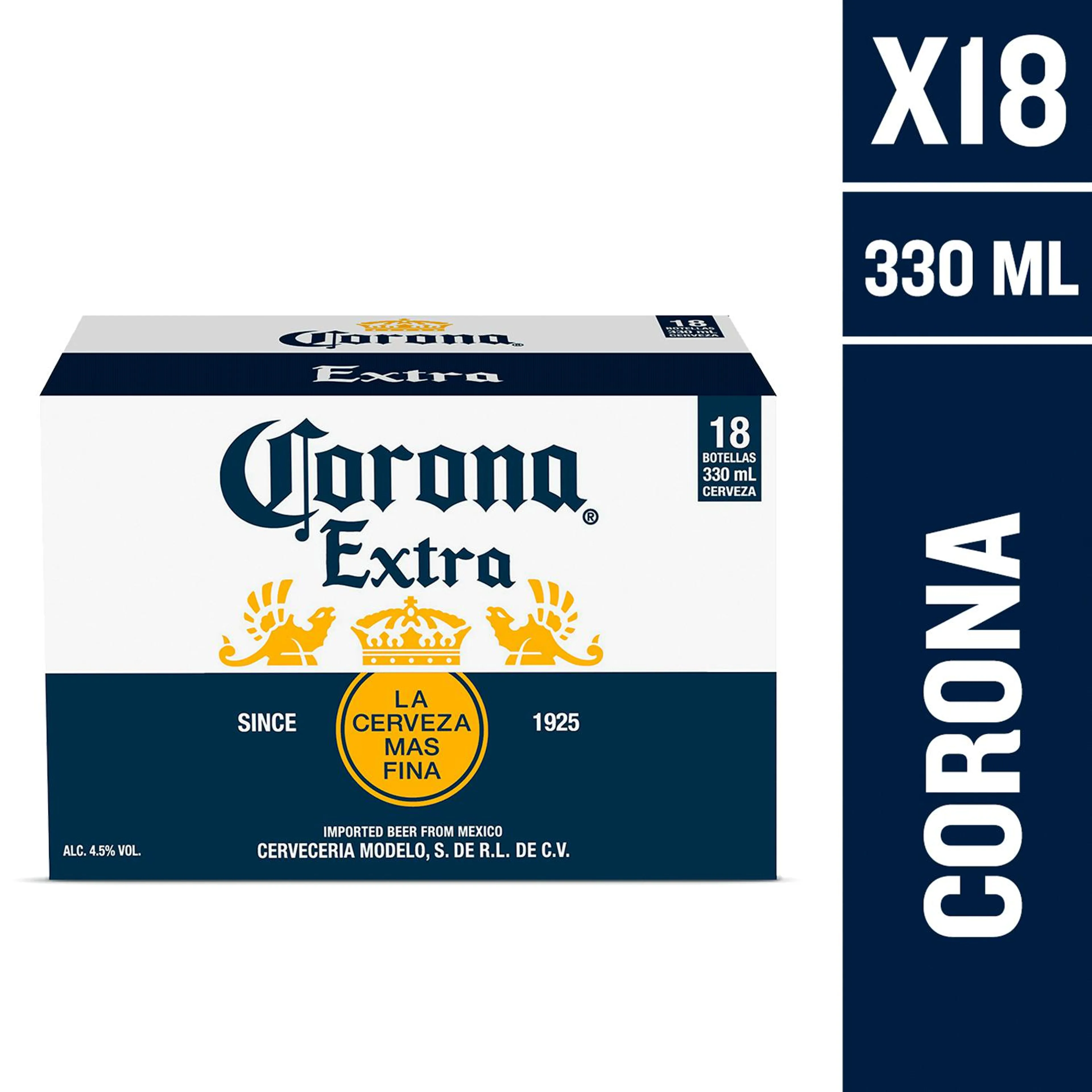 Pack 18 un. Cerveza Corona Lager 4.6° 330 cc