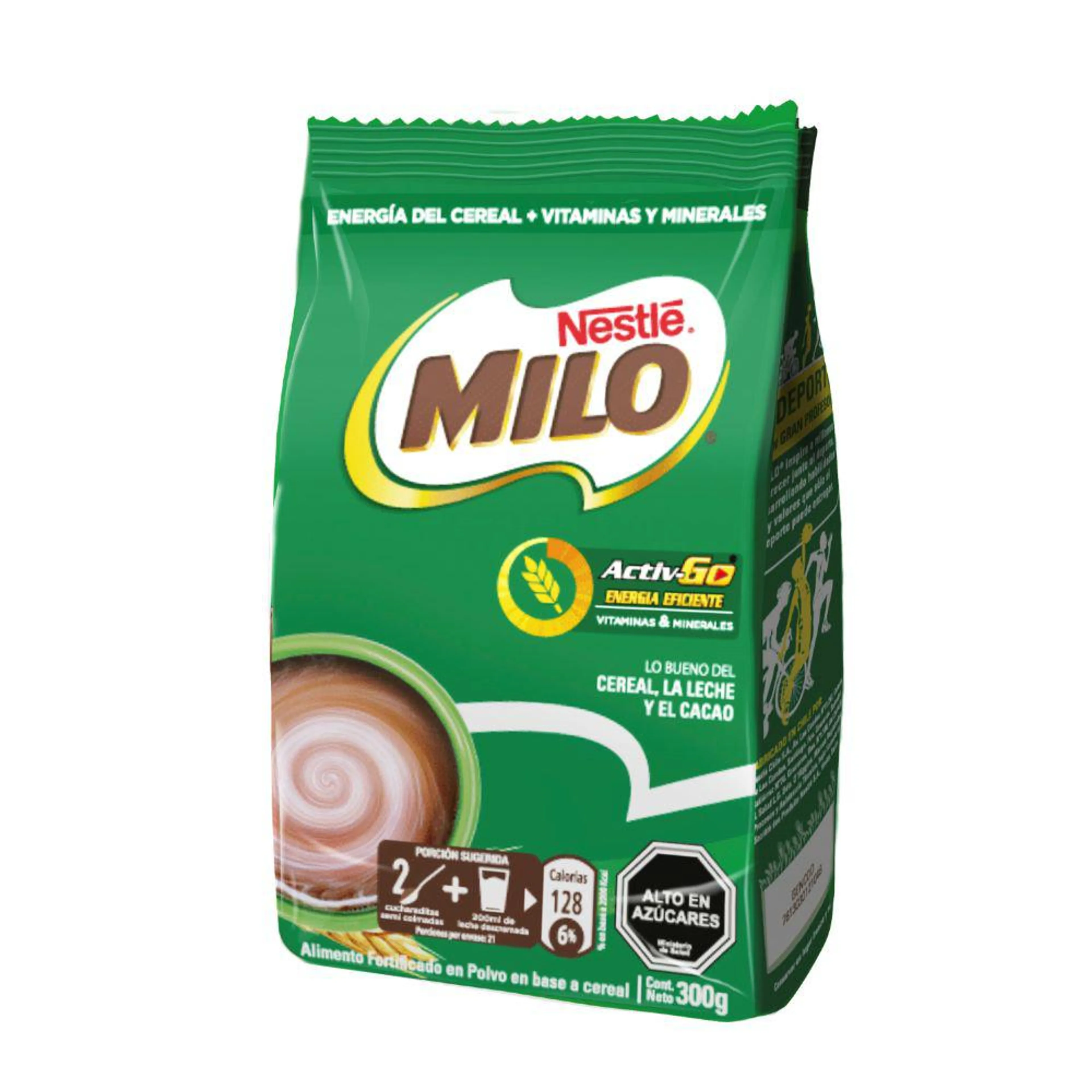 Saborizante para leche Milo activ-go chocolate bolsa 300 g