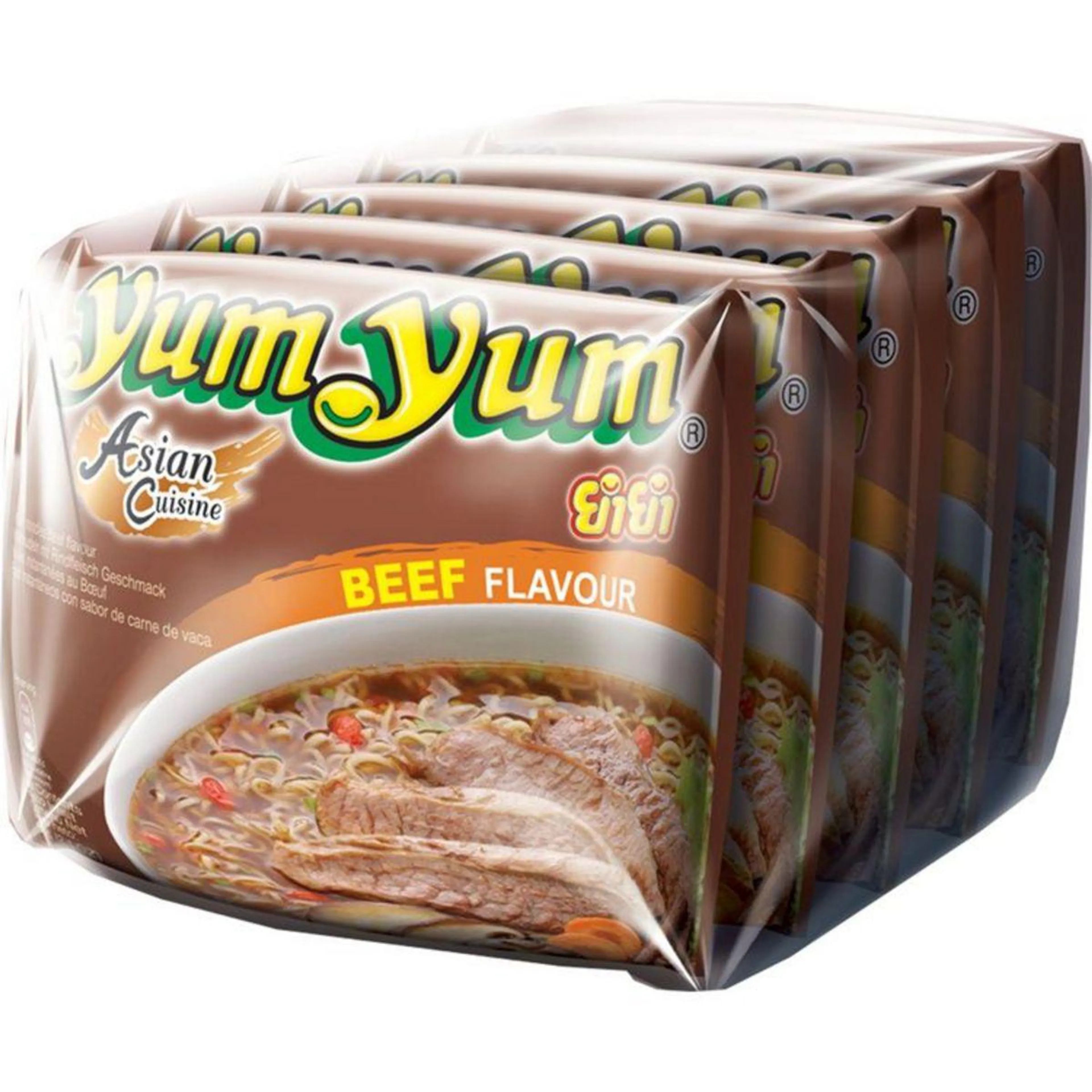 YUM YUM Nouilles asiatiques instantanées saveur bœuf sachets 5X60g