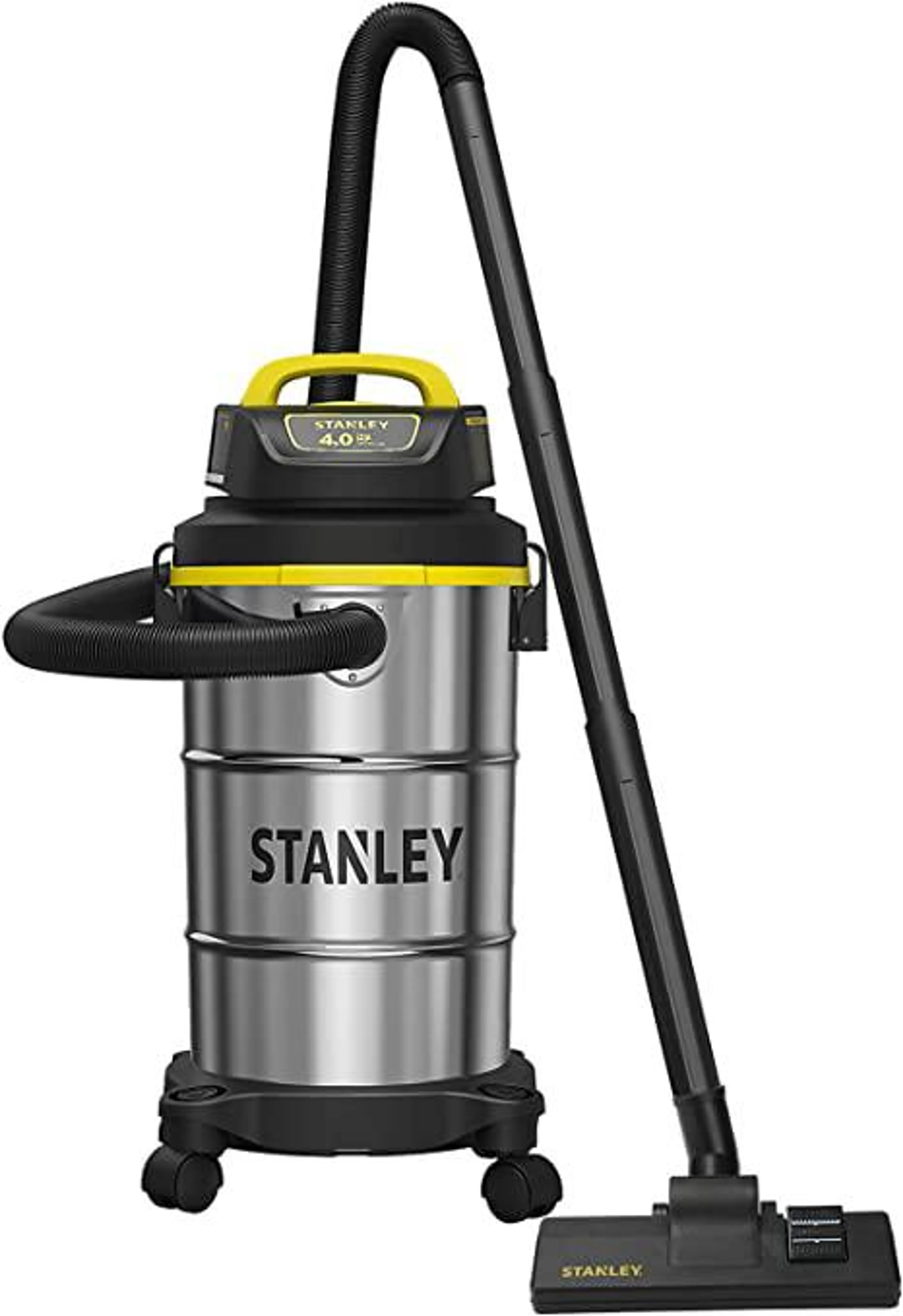 Stanley Wet/Dry Vacuum, 5 Gallon, 4 Horsepower, Stainless Steel Tank - Silver+yellow+black - SL18130