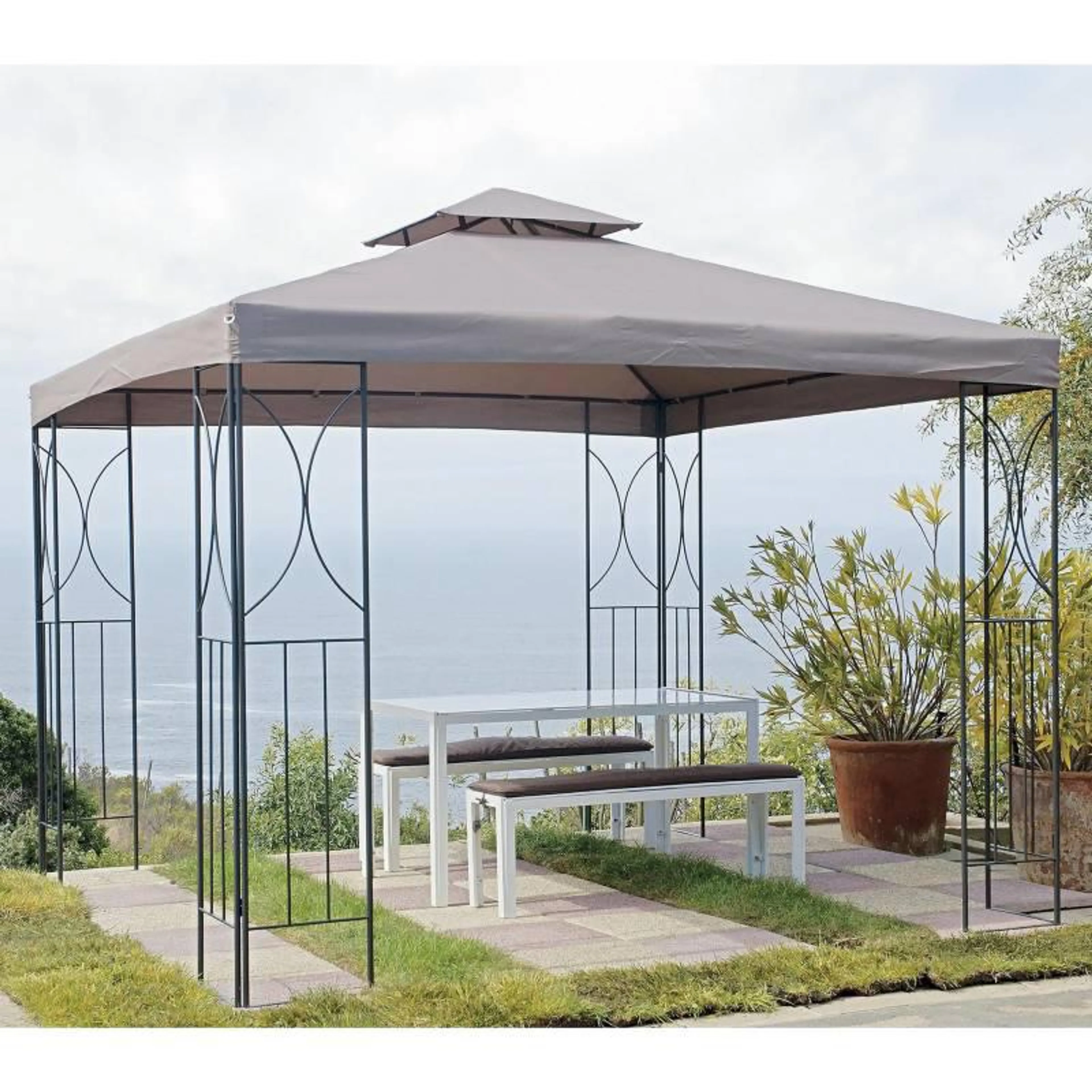 Pérgola 3x3m Tabaco Panel Doble
