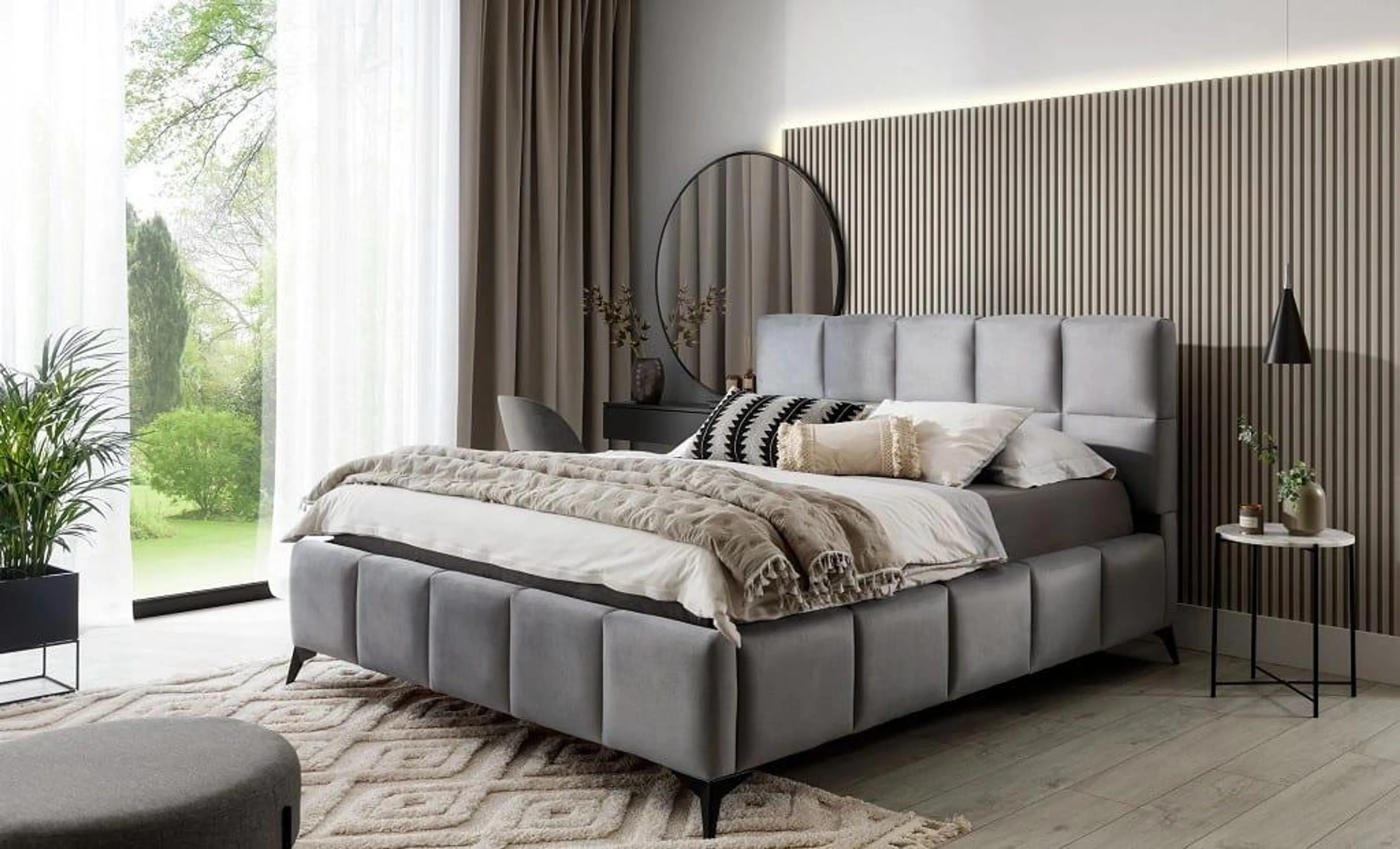 Łóżko tapicerowane z pojemnikiem Mist 160x200cm