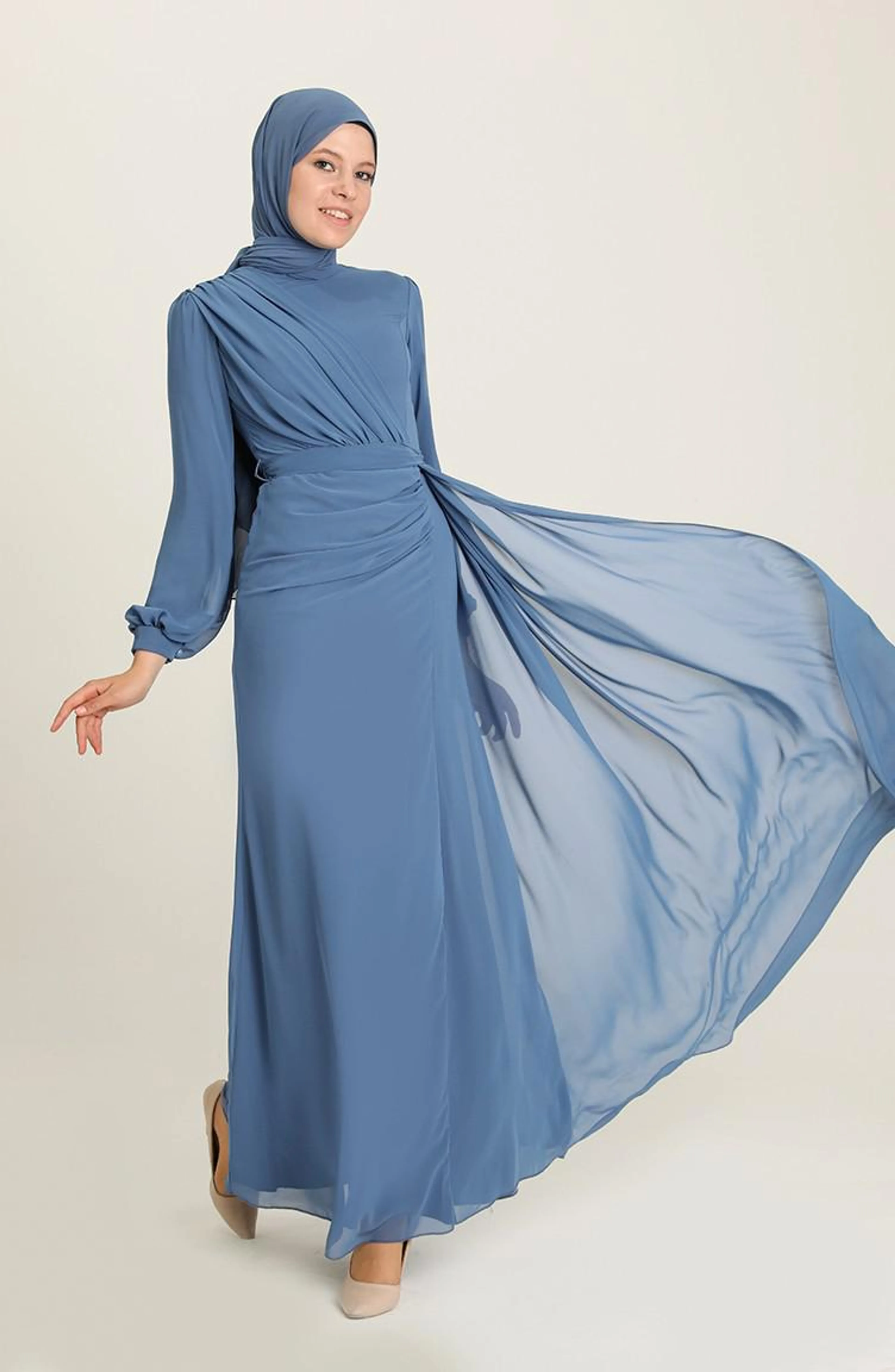 Indigo Hijab Evening Dress 5711-03