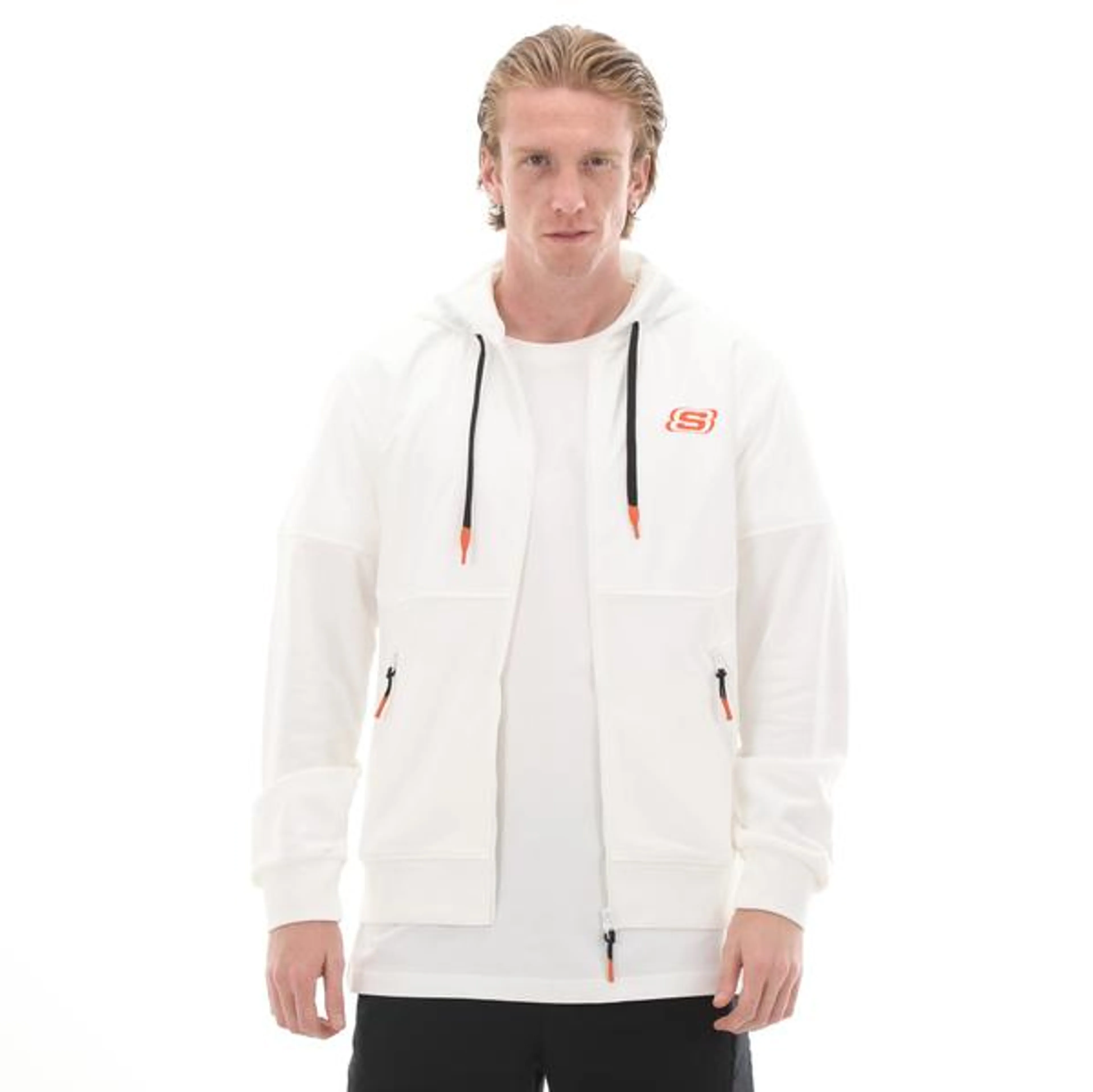 Skechers M Lw Fleece Pop Up Detailed Full Zip Hoodie Sweatsh Erkek Ceket Beyaz