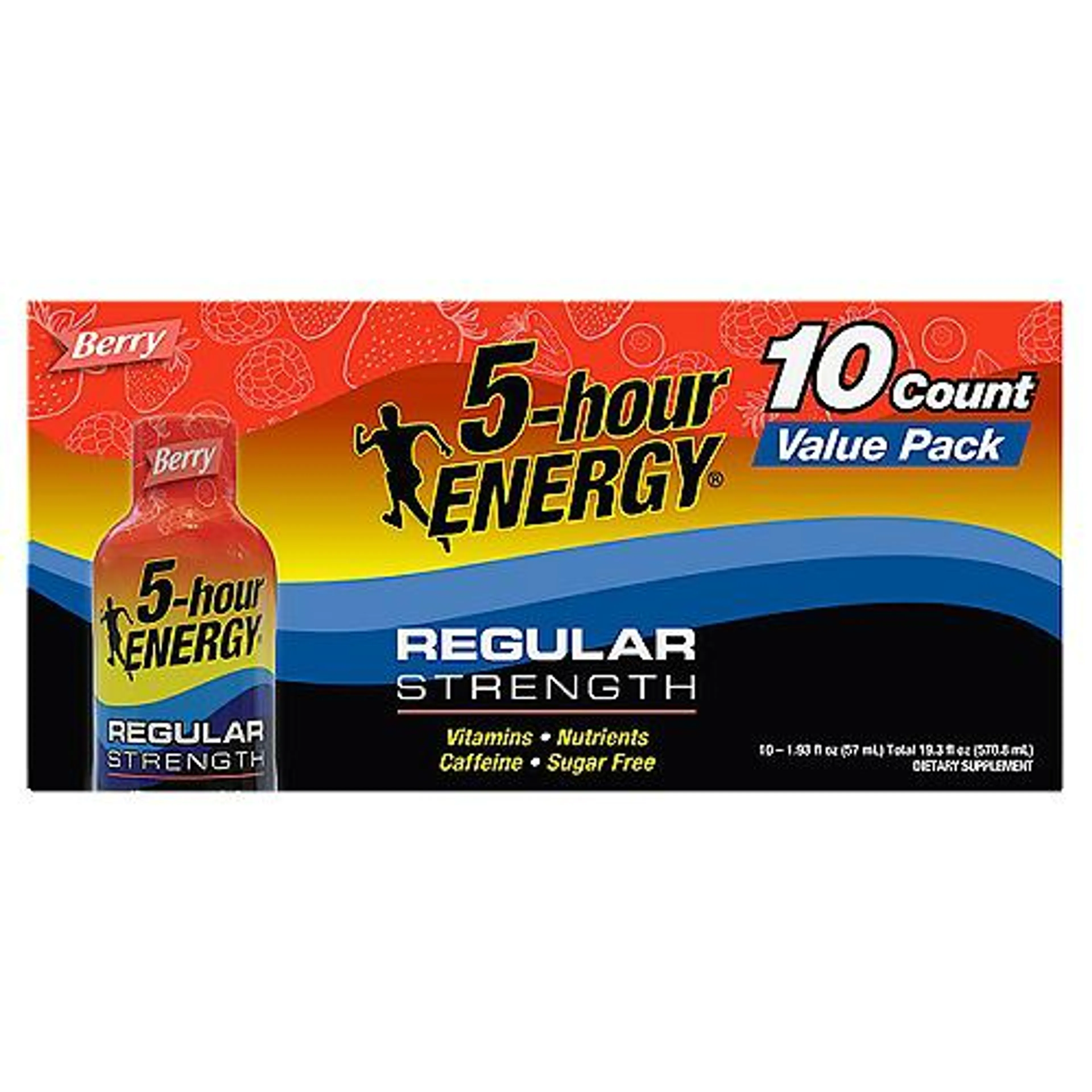 5-hour Energy Regular Strength Berry, Energy Drink, 10 Each