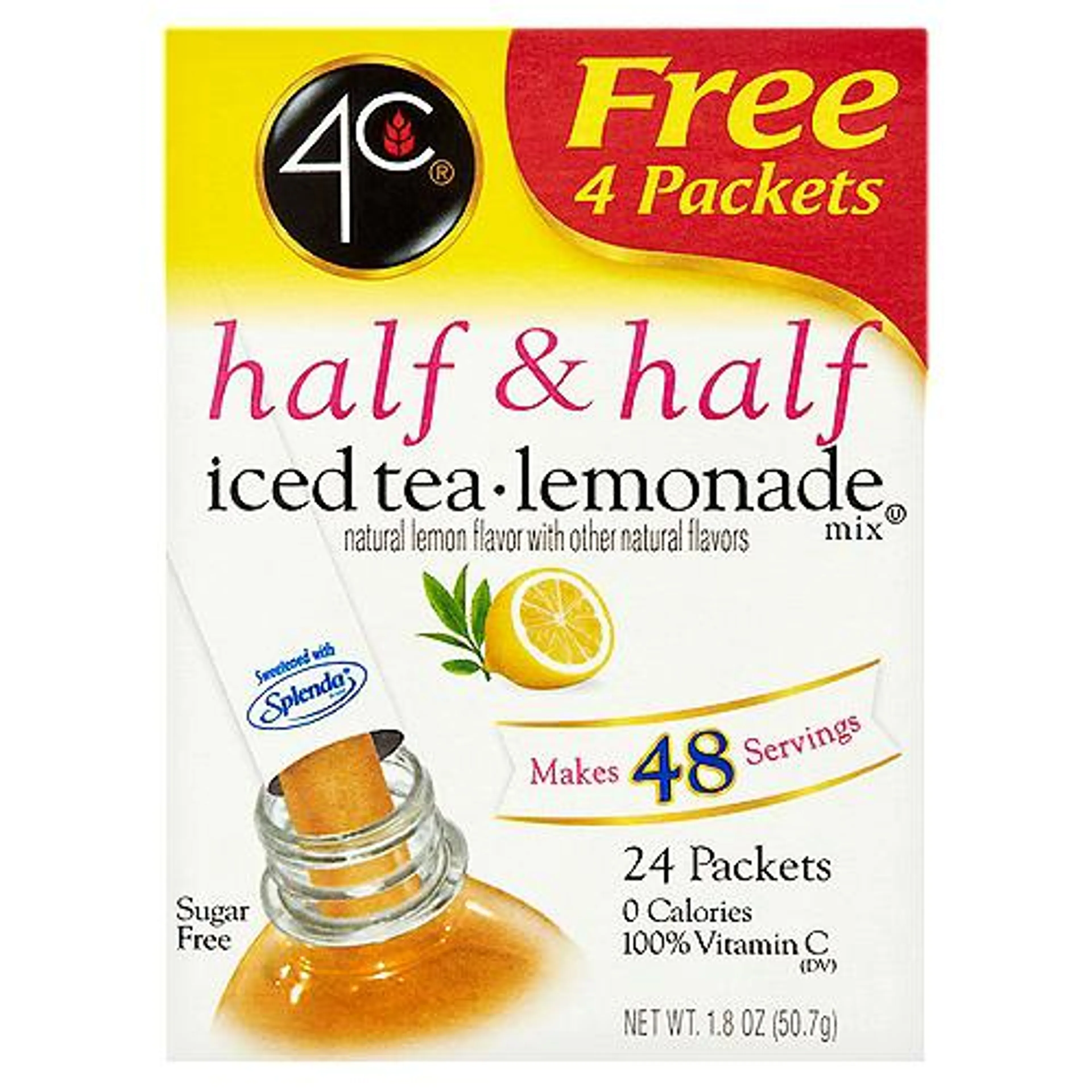4C Half & Half, Iced Tea Lemonade Mix, 1.8 Ounce