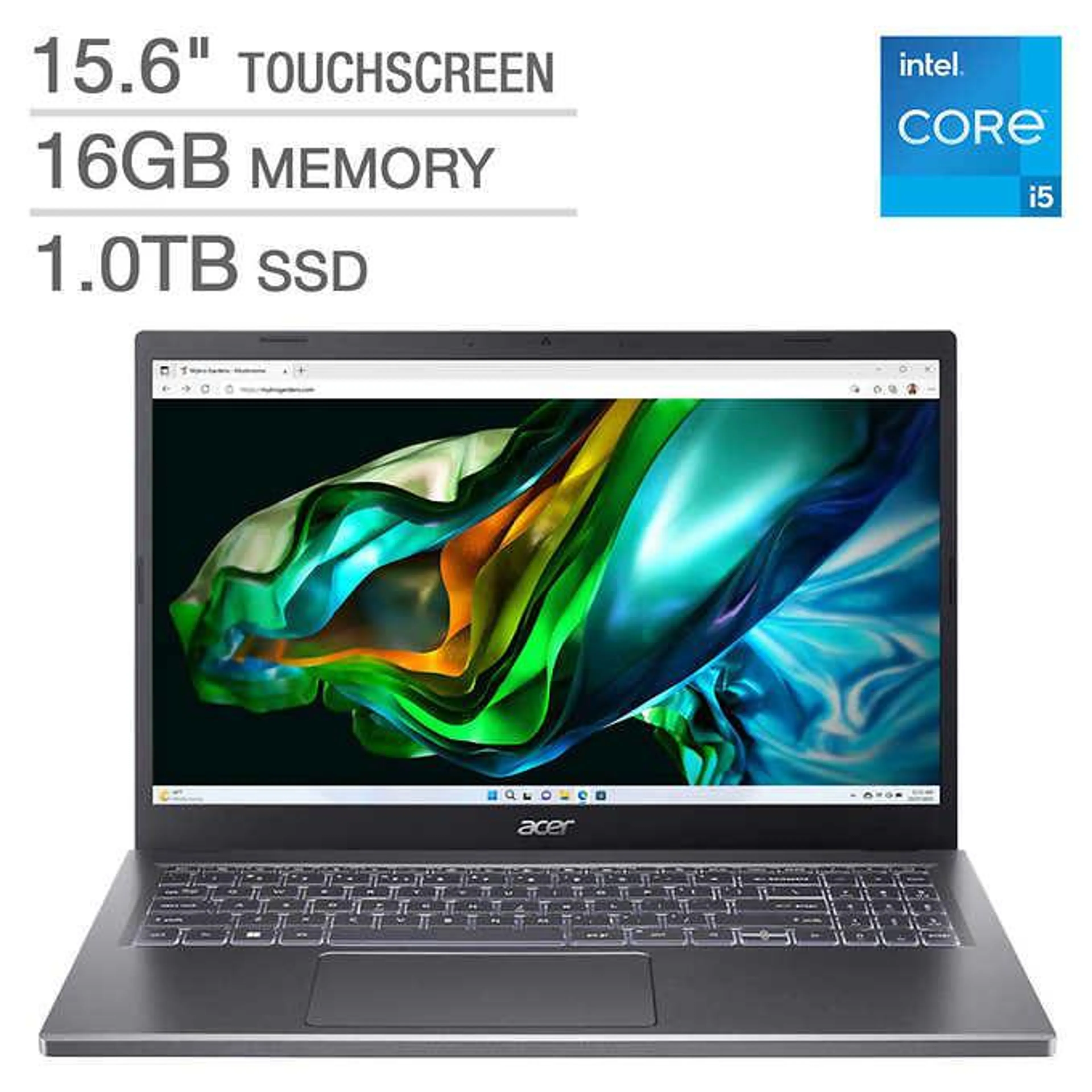 Acer Aspire 5 15.6” Touchscreen Laptop – 13th Gen Intel Core i5-1335U – 1080P – Windows 11