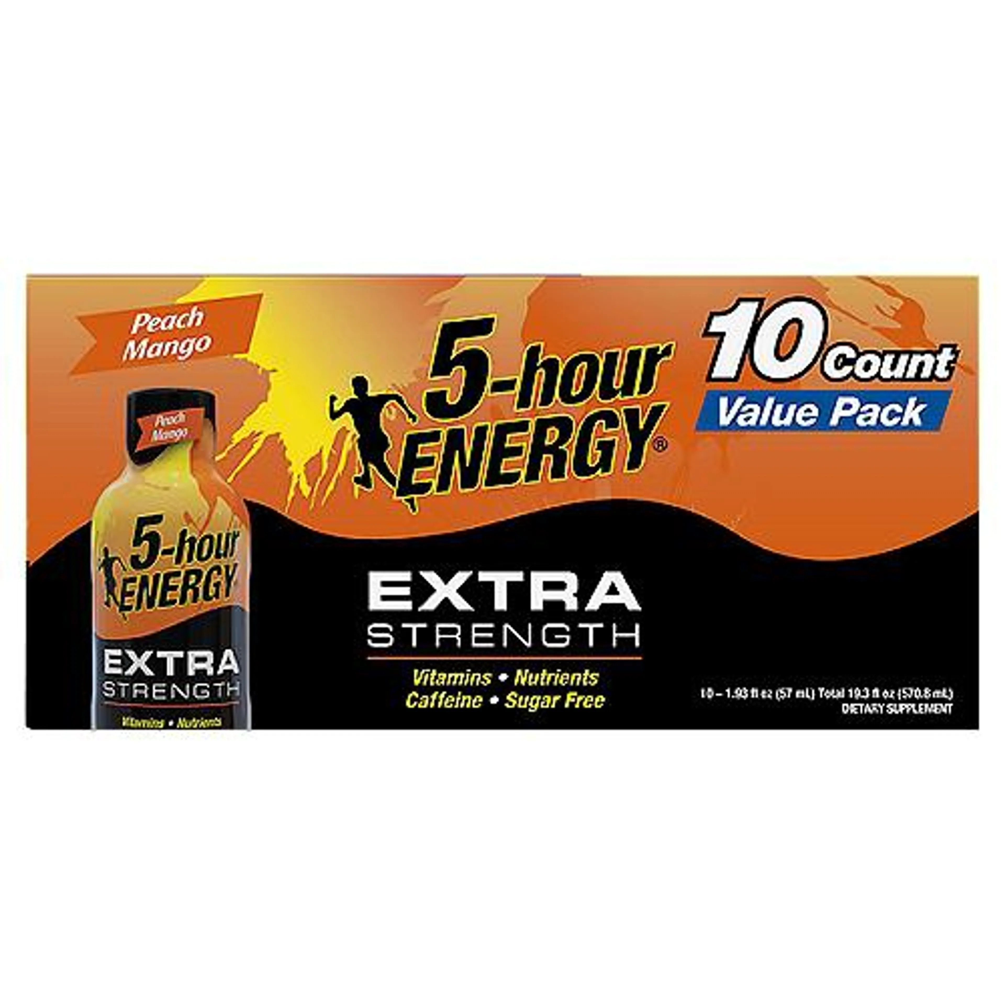5-hour Energy Peach Mango Extra Strength, Dietary Supplement, 19.3 Fluid ounce