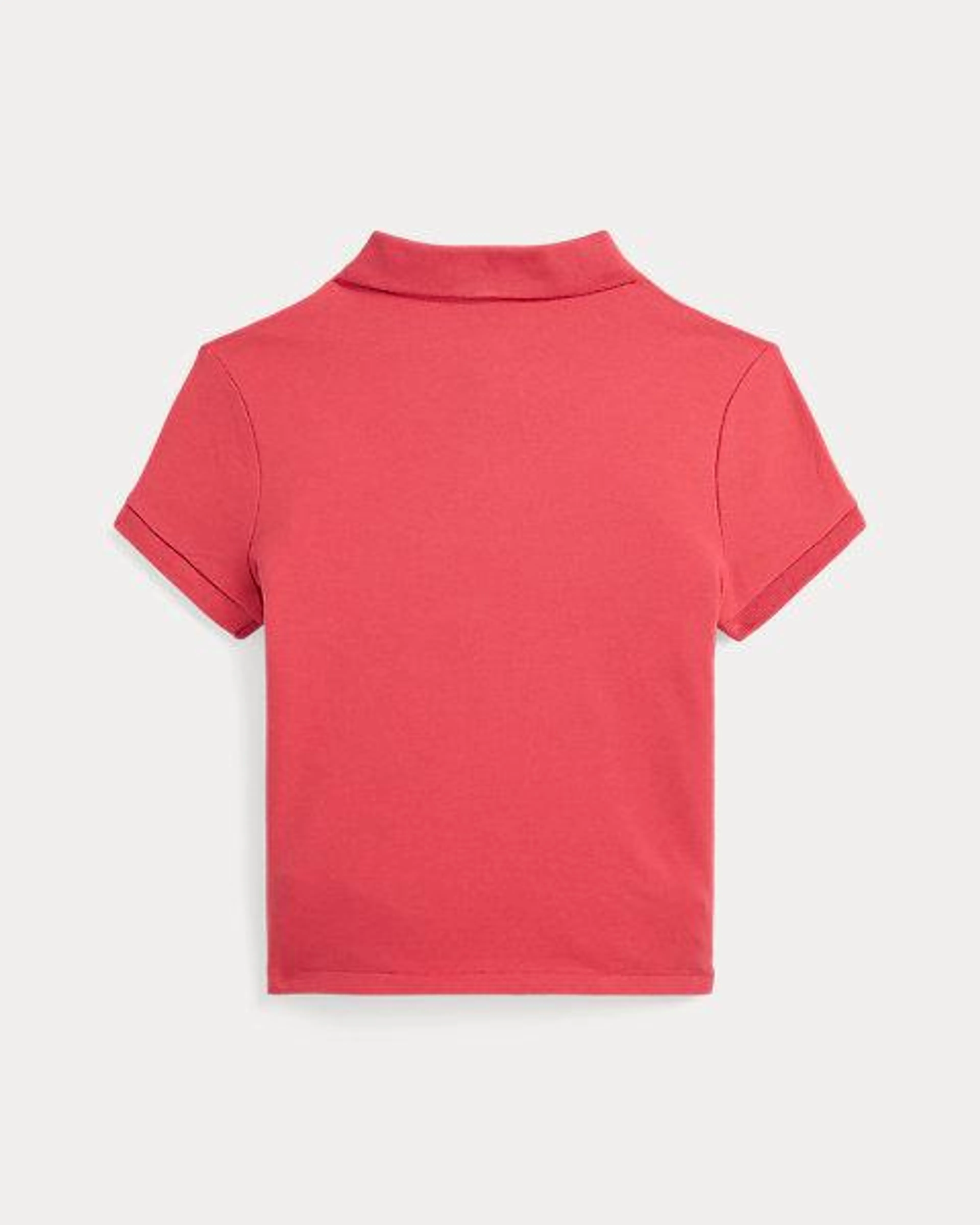 Knot-Front Stretch Mesh Polo Shirt