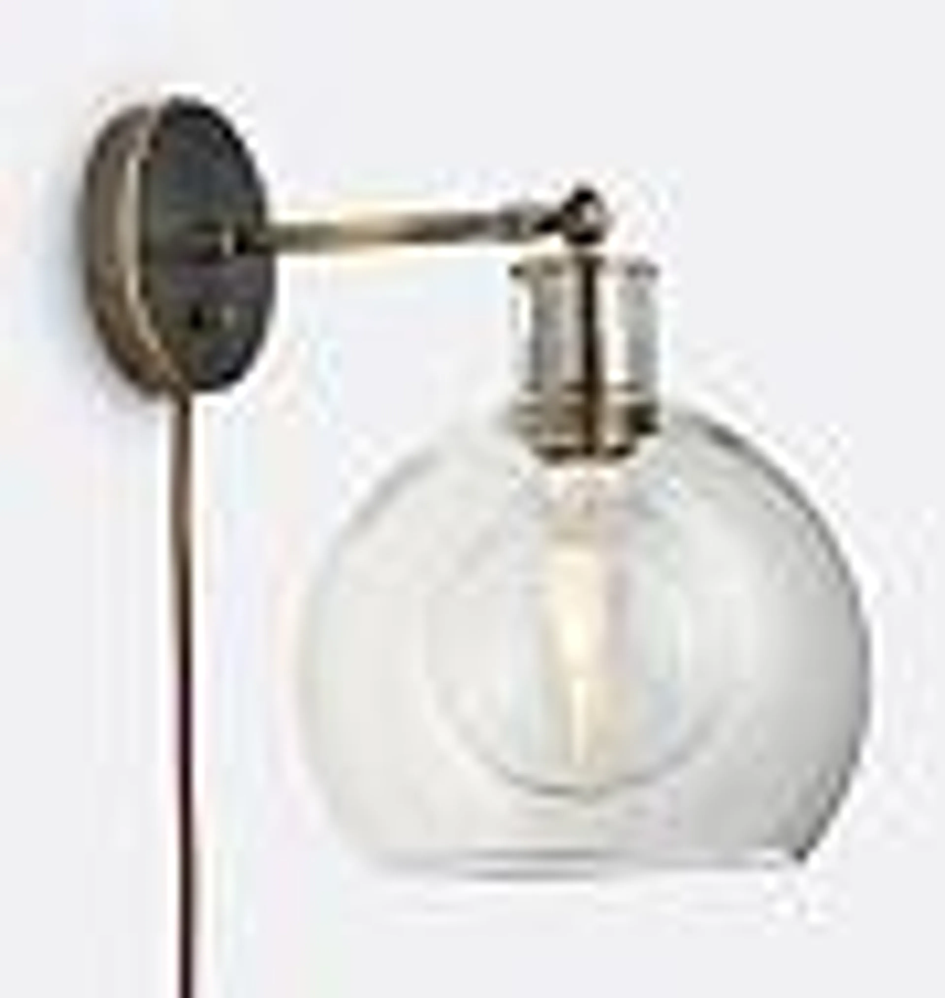 Edendale Straight Articulating Plug-In Sconce, Clear Glass