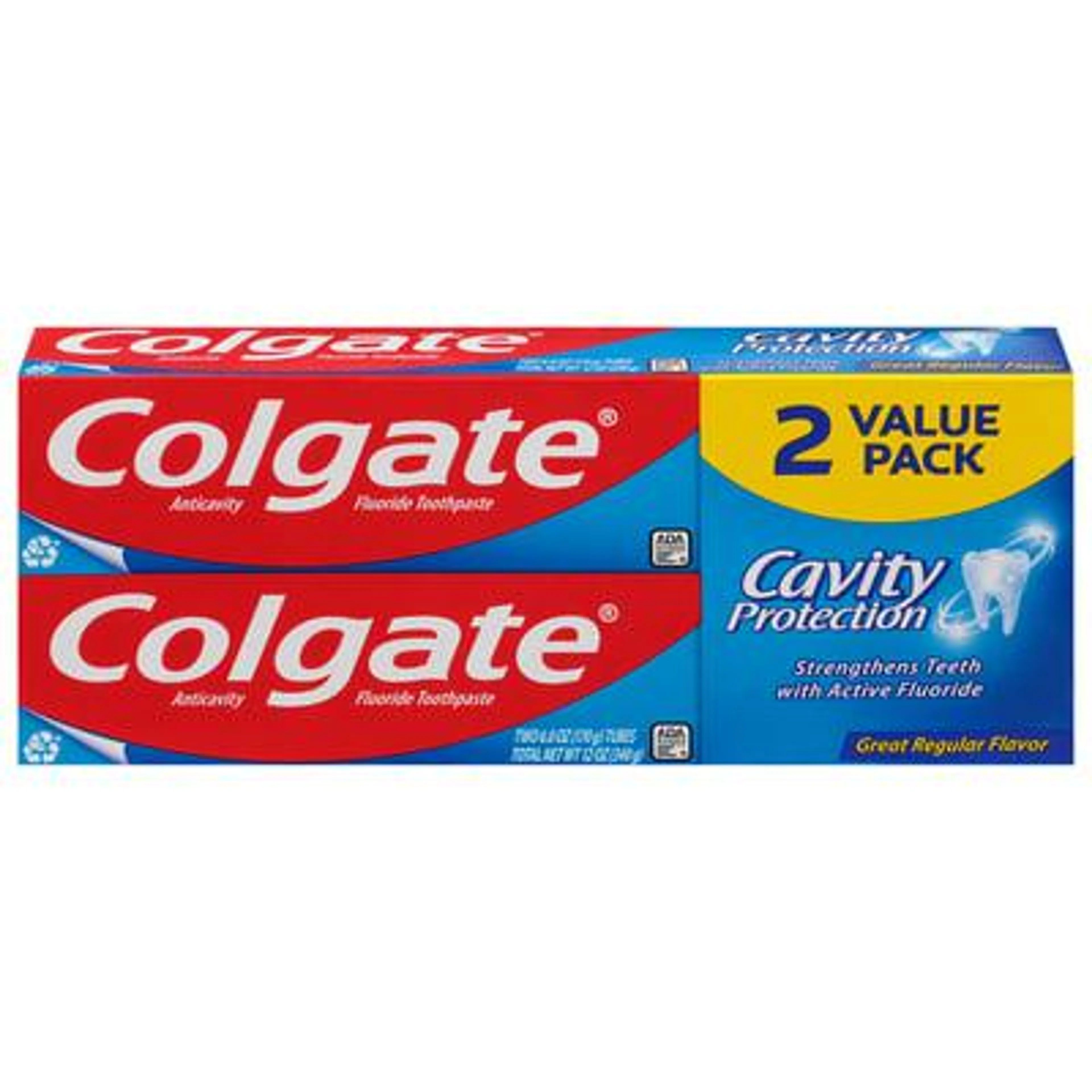 Colgate, Toothpaste, Cavity Protection, Great Regular Flavor, 2 Value Pack